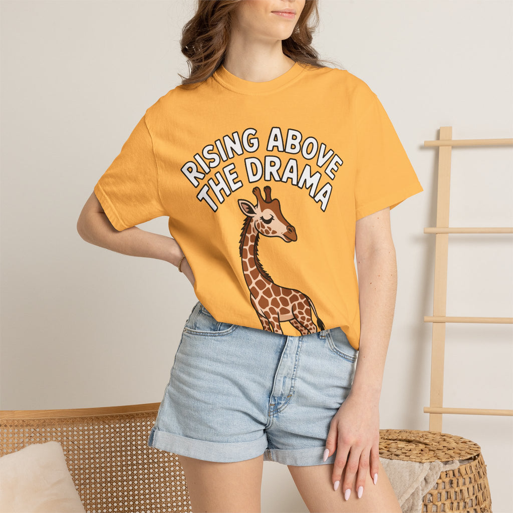 Giraffe Rising Above The Drama T-Shirt, Funny Sassy Giraffe Tee, Cute Cartoon Animal Shirt, Unisex Graphic Tee Gift