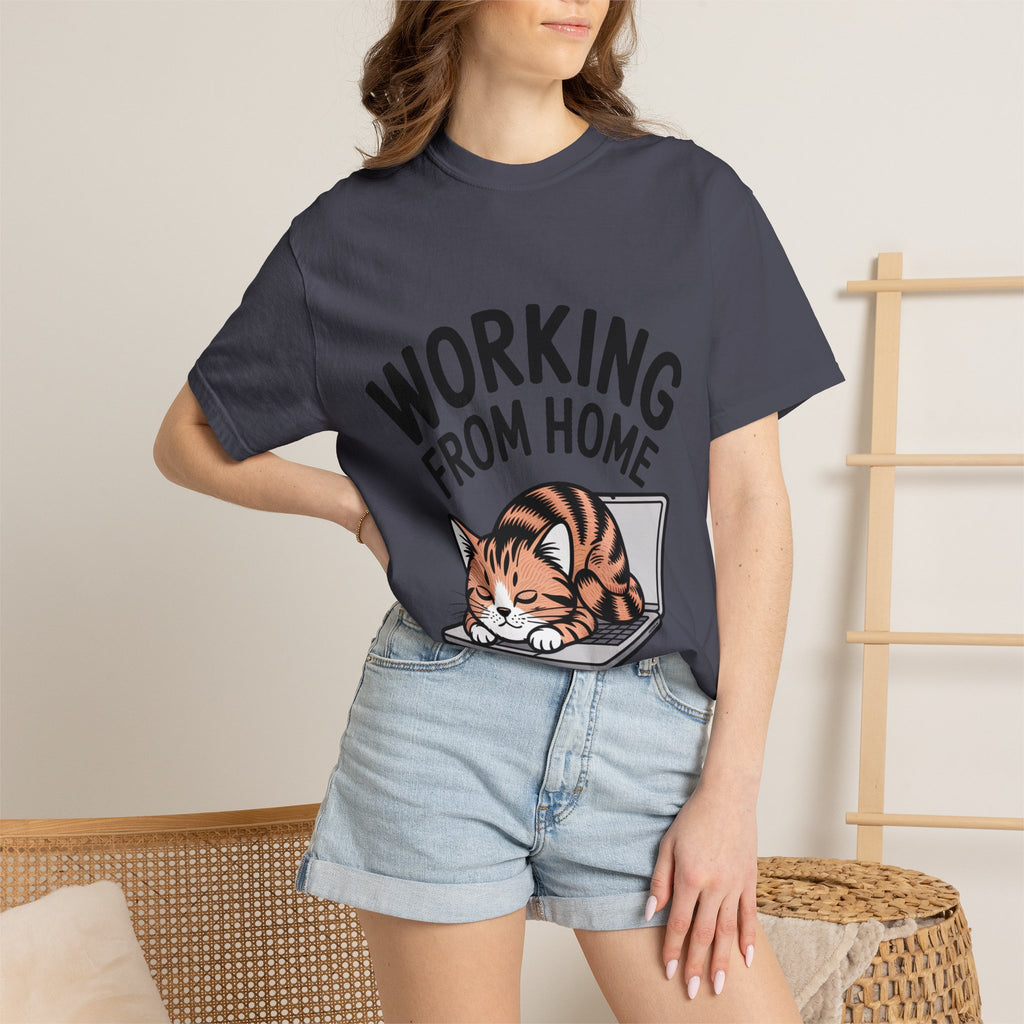 Working From Home Cat Shirt, Funny Cat Lover T-Shirt, Cute Cat Keyboard Tee, Remote Work Gift, WFH Cat Lover Graphic Shirt