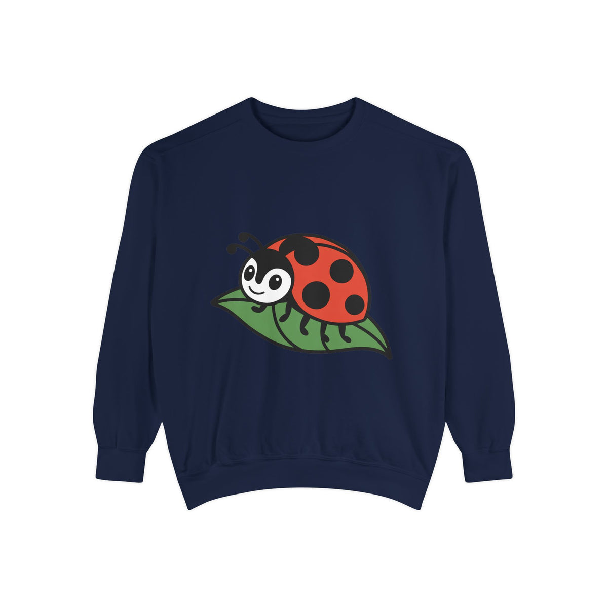 Ladybug Sweatshirt, Cute Embroidered Ladybug On Leaf Crewneck, Garden Lover Gift, Nature Sweatshirt