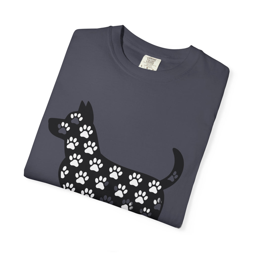 Puppy Love Dog Shirt, Cute Dog Silhouette T-Shirt, Paw Print Pattern Tee, Dog Lover Gift, Minimalist Dog Mom Shirt