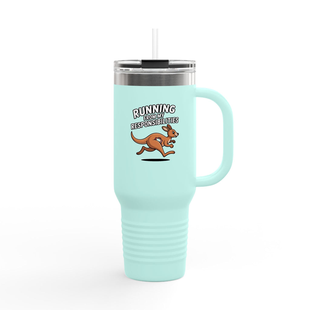 Funny Kangaroo Travel Mug, Running From My Responsibilities Tumbler, Adulting Humor Gift, Cute Kangaroo Coffee Cup for Her