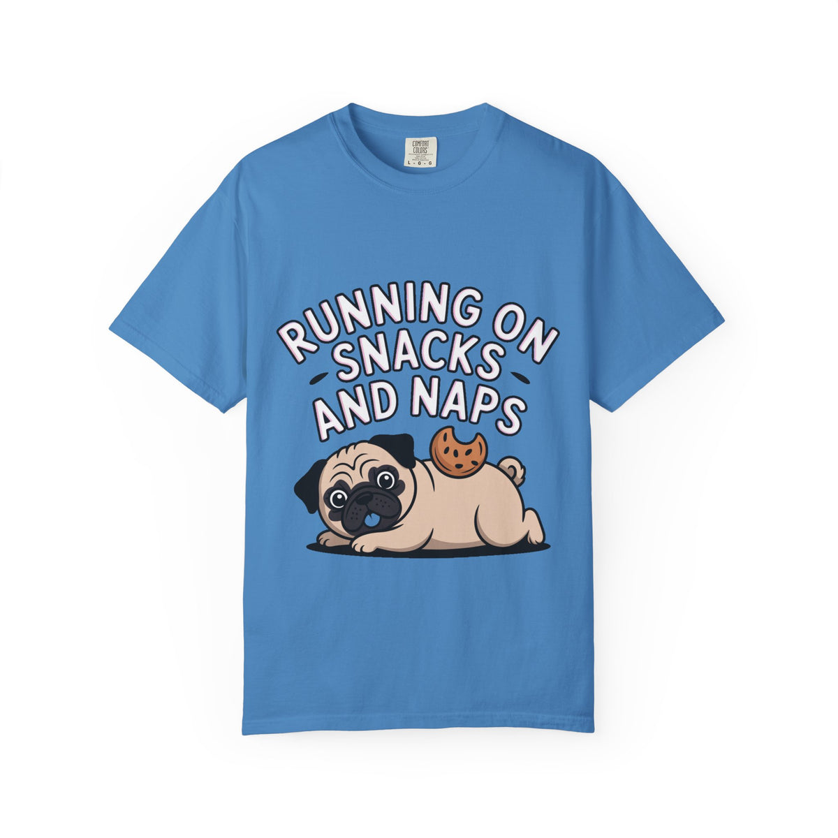 Funny Pug Shirt, Running On Snacks And Naps T-Shirt, Cute Pug Lover Gift, Napping Dog Tee, Lazy Dog Graphic Shirt