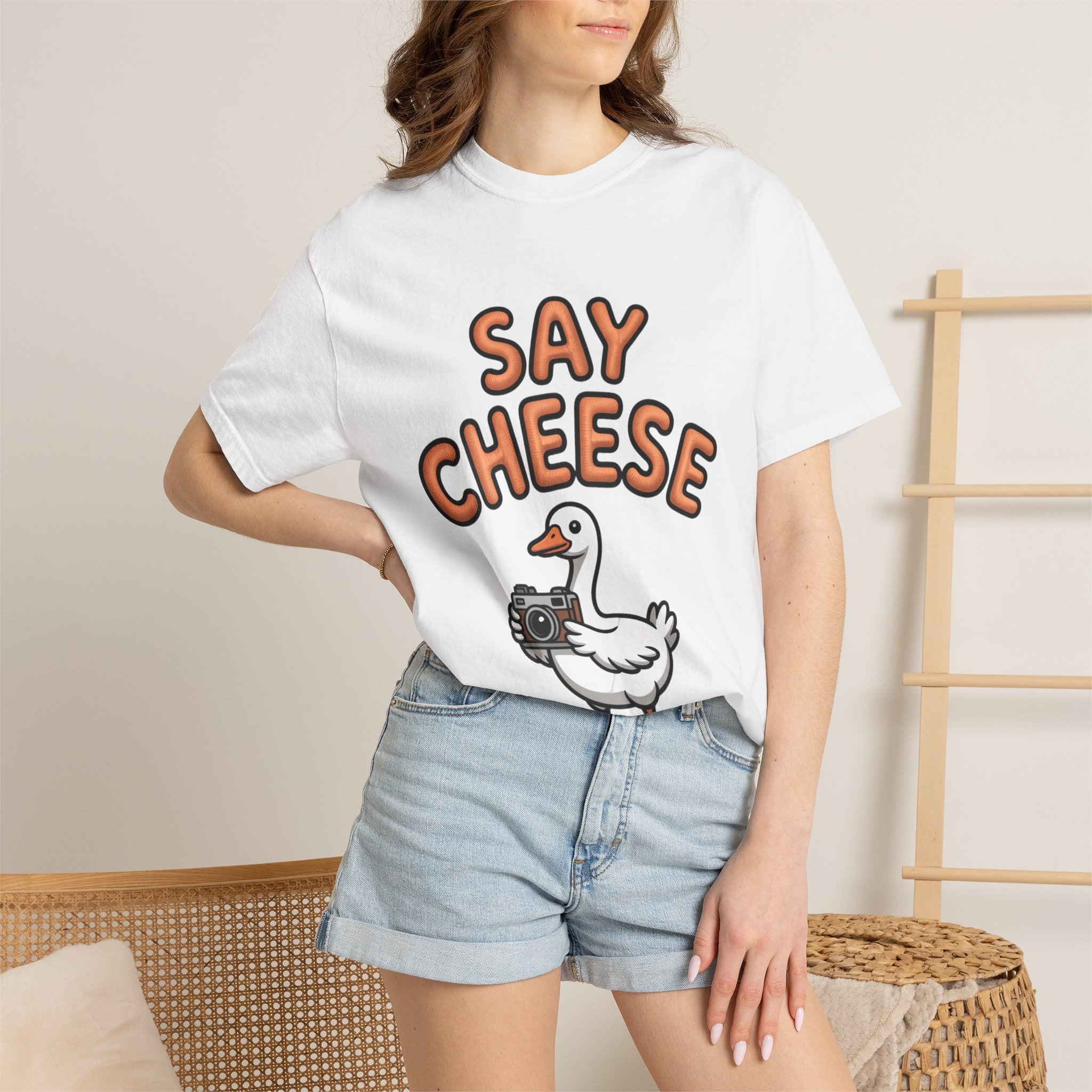 Say Cheese Goose Shirt, Funny Camera Goose T-Shirt, Cute Cartoon Goose Lover Gift, Photography Shirt for Photographer