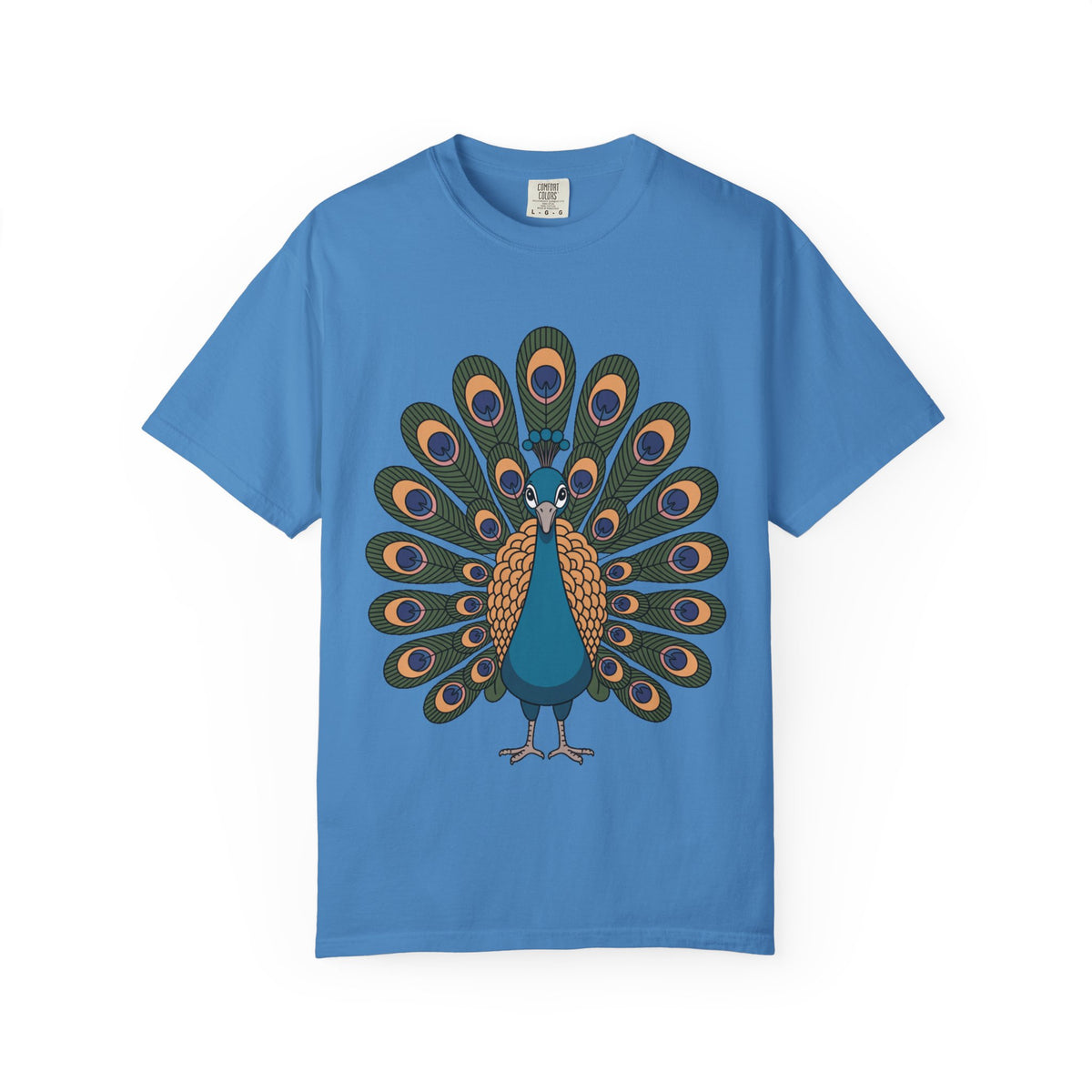 Cute Peacock T-Shirt, Fanned Feathers Bird Lover Gift Tee, Cartoon Peacock Graphic Shirt for Nature Lovers