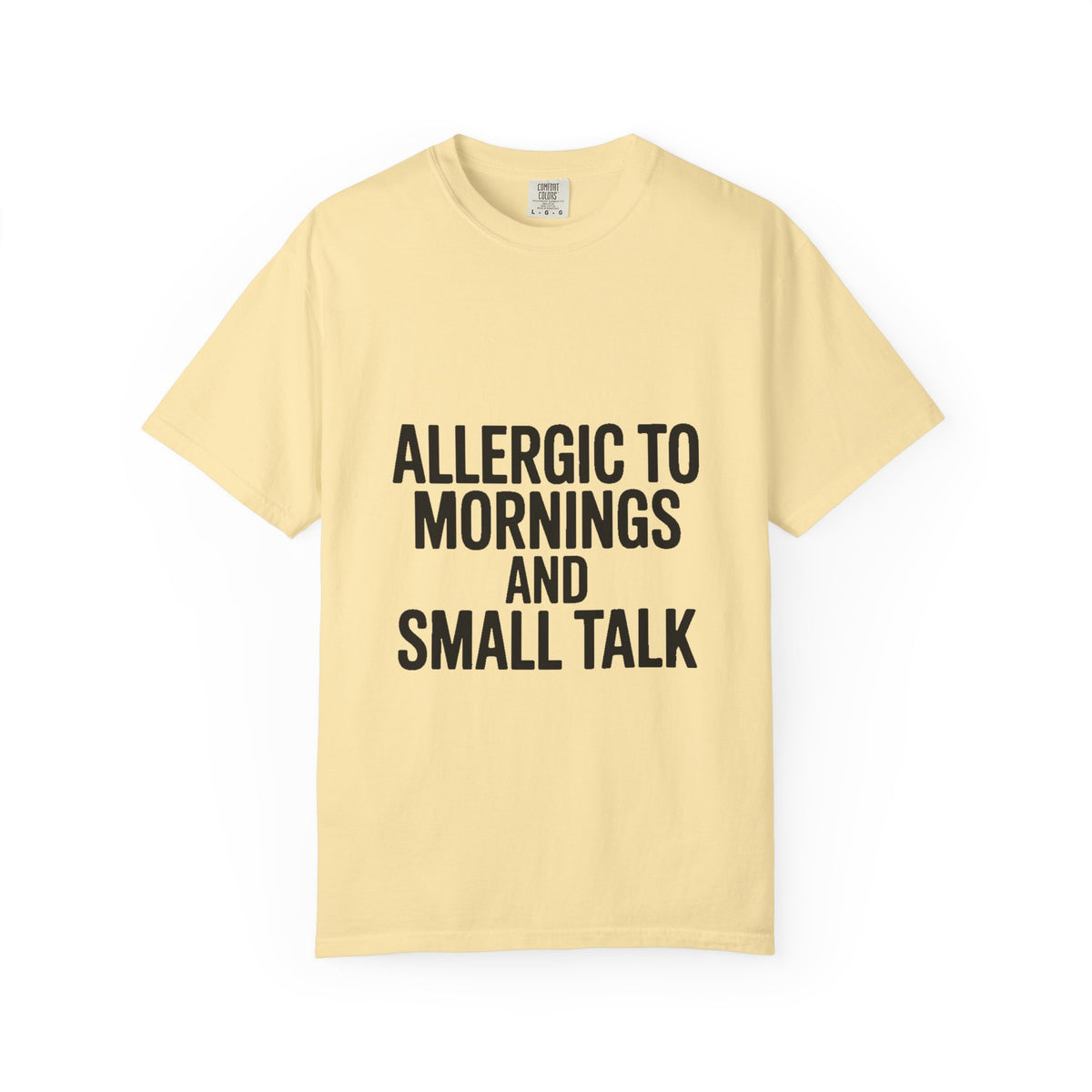Allergic To Mornings And Small Talk Shirt, Funny Sarcastic T-Shirt, Introvert Gift, Bold Typography Tee for Coffee Lovers