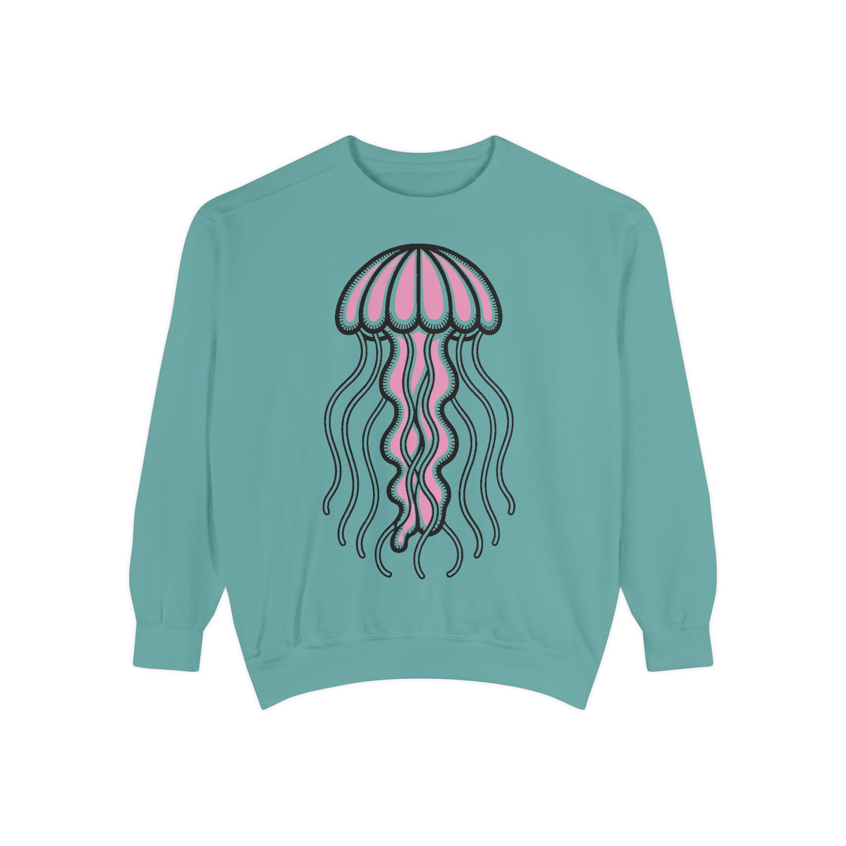 Cute Jellyfish Sweatshirt, Glowing Jellyfish Embroidered Crewneck, Ocean Lover Gift, Cottagecore Sea Animal Sweatshirt