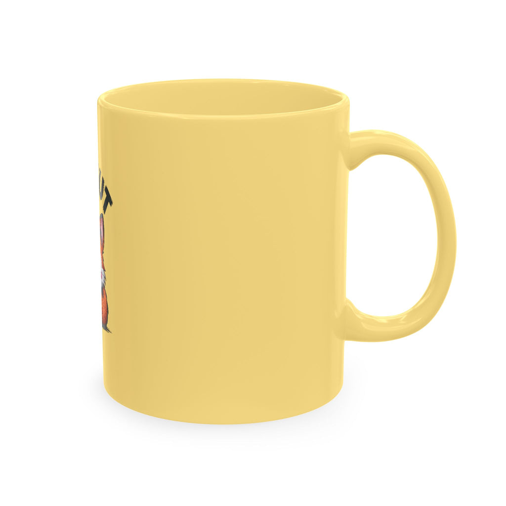 Sly But Shy Fox Mug, Cute Cartoon Fox Coffee Mug, Funny Fox Lover Gift, Shy Fox Peeking Behind Tail Ceramic Mug