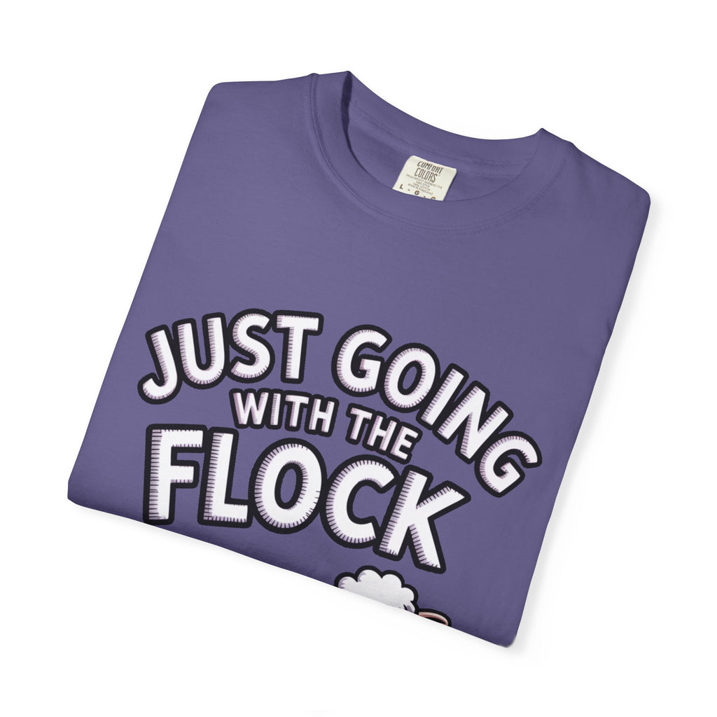 Funny Sheep T-Shirt, 'Just Going With The Flock' Shirt, Cute Cartoon Sheep Tee, Sarcastic Gift for Introverts