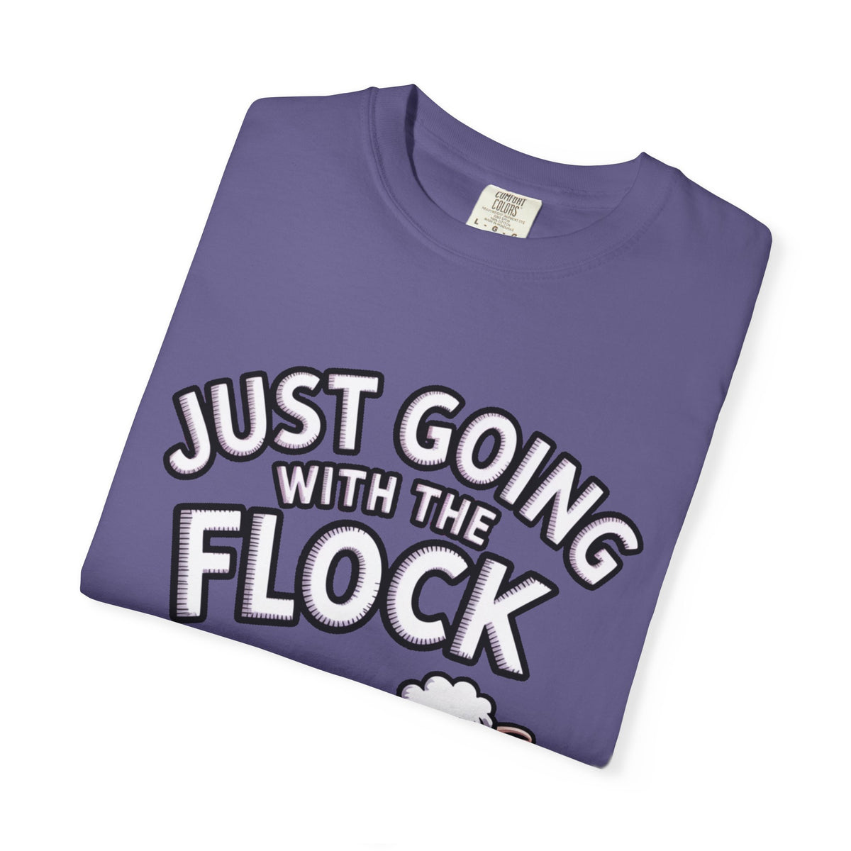 Funny Sheep T-Shirt, 'Just Going With The Flock' Shirt, Cute Cartoon Sheep Tee, Sarcastic Gift for Introverts