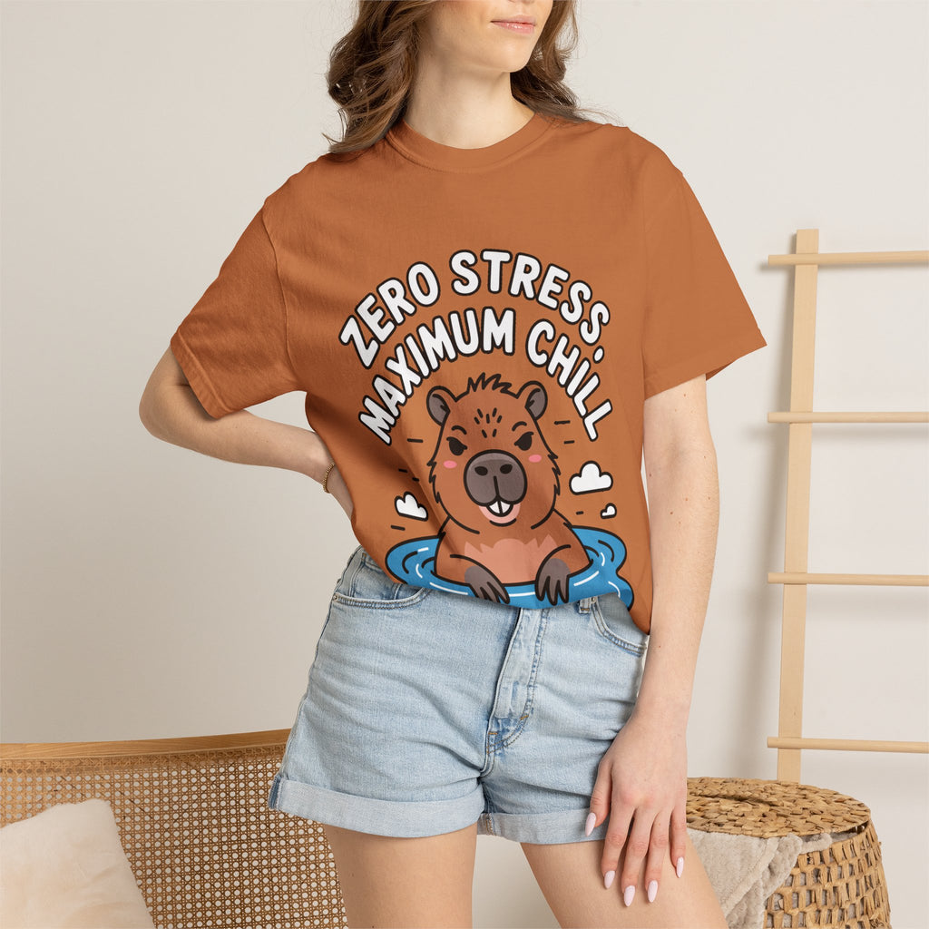 Zero Stress Capybara Shirt, Funny Hot Spring Capybara T-Shirt, Maximum Chill Tee, Cute Animal Lover Gift