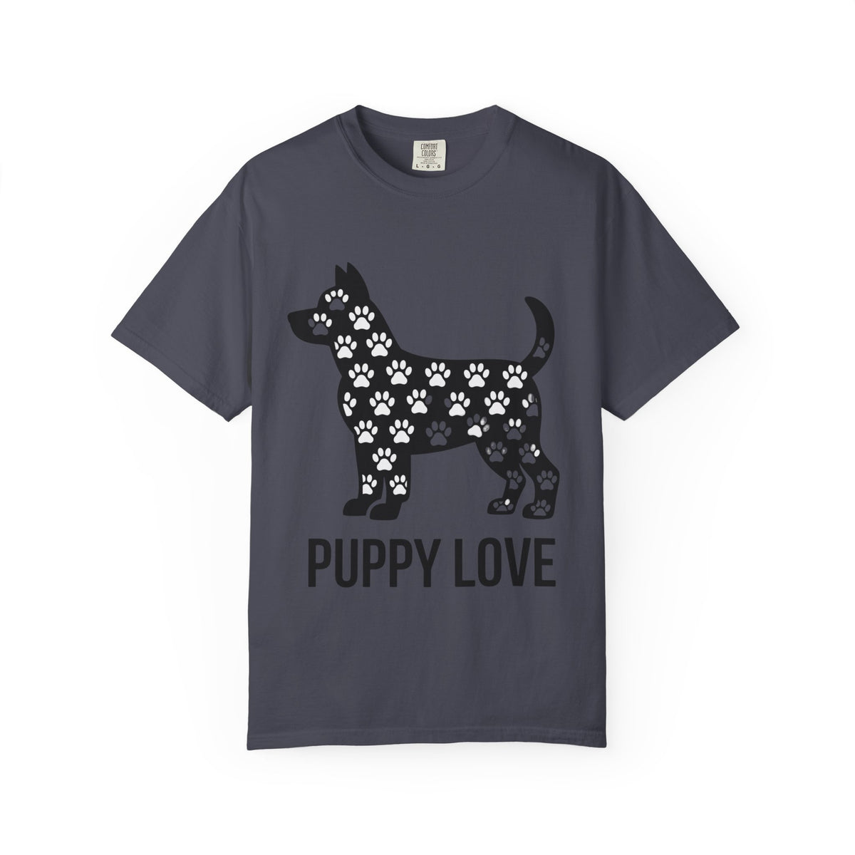 Puppy Love Dog Shirt, Cute Dog Silhouette T-Shirt, Paw Print Pattern Tee, Dog Lover Gift, Minimalist Dog Mom Shirt