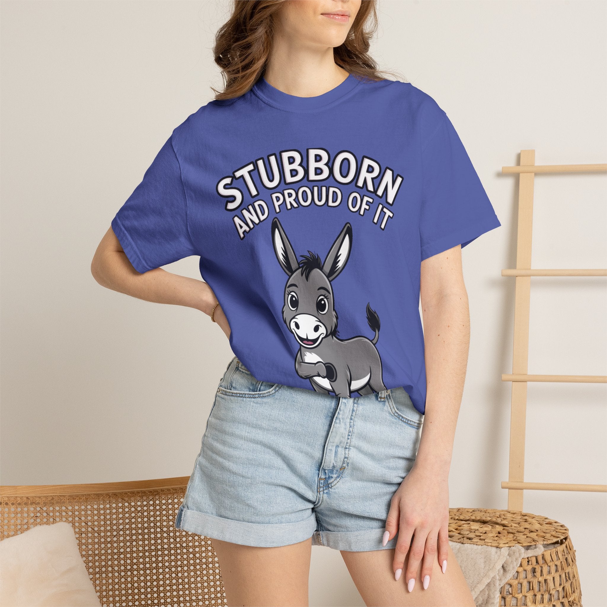 Stubborn Donkey T-Shirt, Funny 'Stubborn And Proud Of It' Tee, Cute Cartoon Donkey Shirt, Farm Animal Lover Gift
