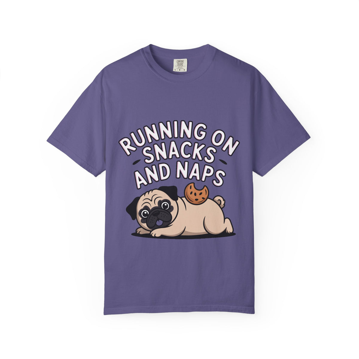 Funny Pug Shirt, Running On Snacks And Naps T-Shirt, Cute Pug Lover Gift, Napping Dog Tee, Lazy Dog Graphic Shirt