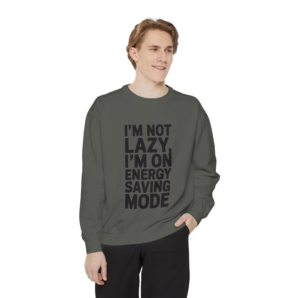 I'm Not Lazy I'm On Energy Saving Mode Sweatshirt, Funny Embroidered Crewneck, Sarcastic Quote Sweatshirt, Lazy Day Gift