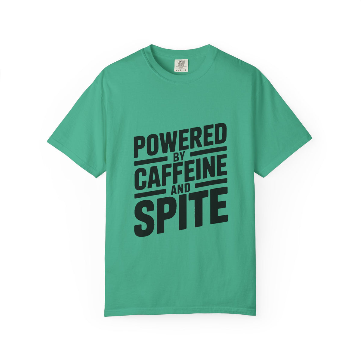 Powered By Caffeine And Spite Shirt, Funny Sarcastic Coffee T-Shirt, Bold Typography Tee, Sarcastic Gift for Coworker