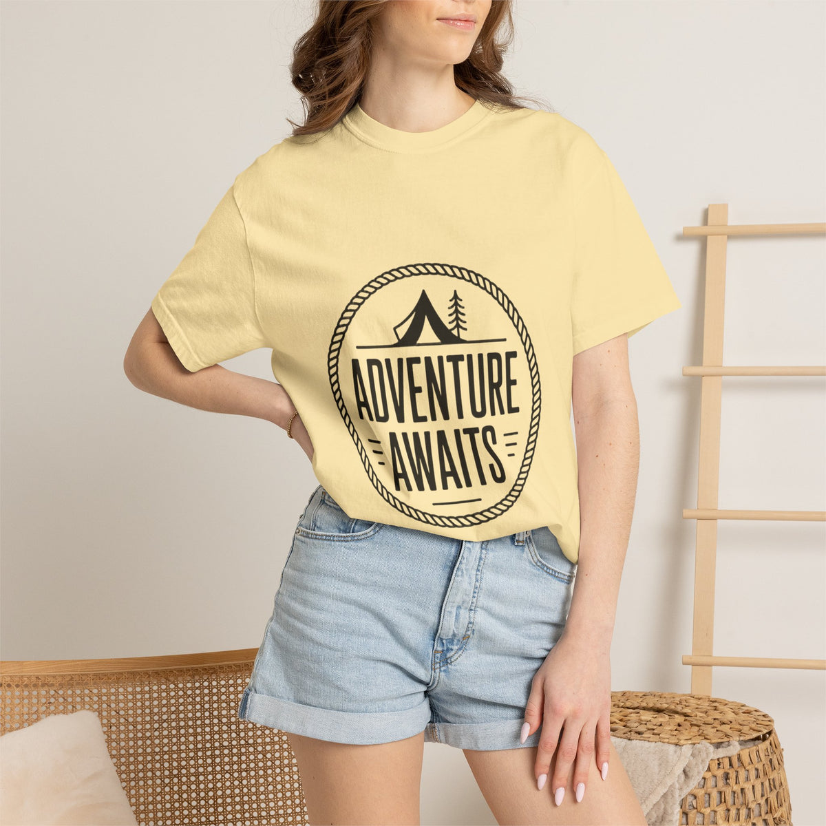 Adventure Awaits Camp Badge Shirt, Vintage Camping T-Shirt, Outdoor Lover Gift, Retro Hiking Tee, Pine Tree Nature Shirt