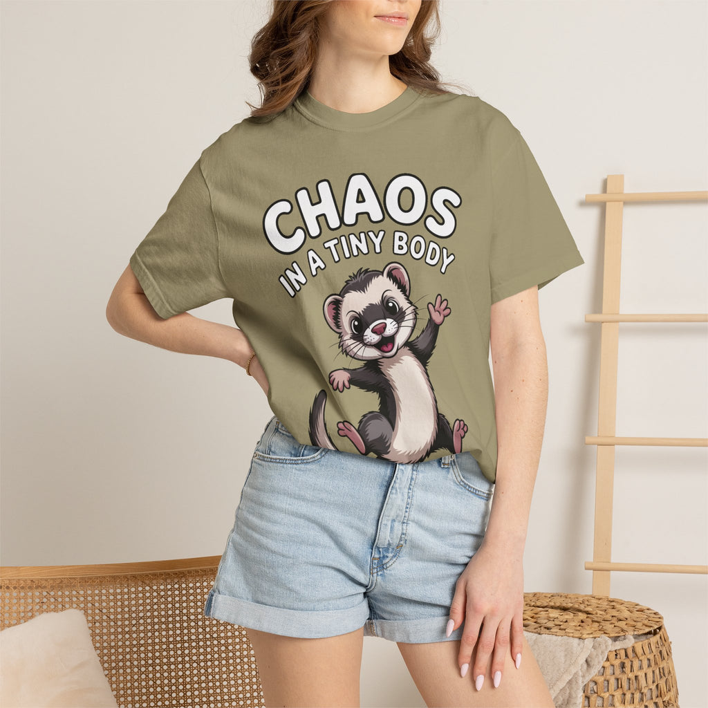 Funny Ferret Shirt, Chaos In A Tiny Body T-Shirt, Cute Ferret Lover Gift, Funny Pet Owner Tee, Ferret Mom Dad Shirt