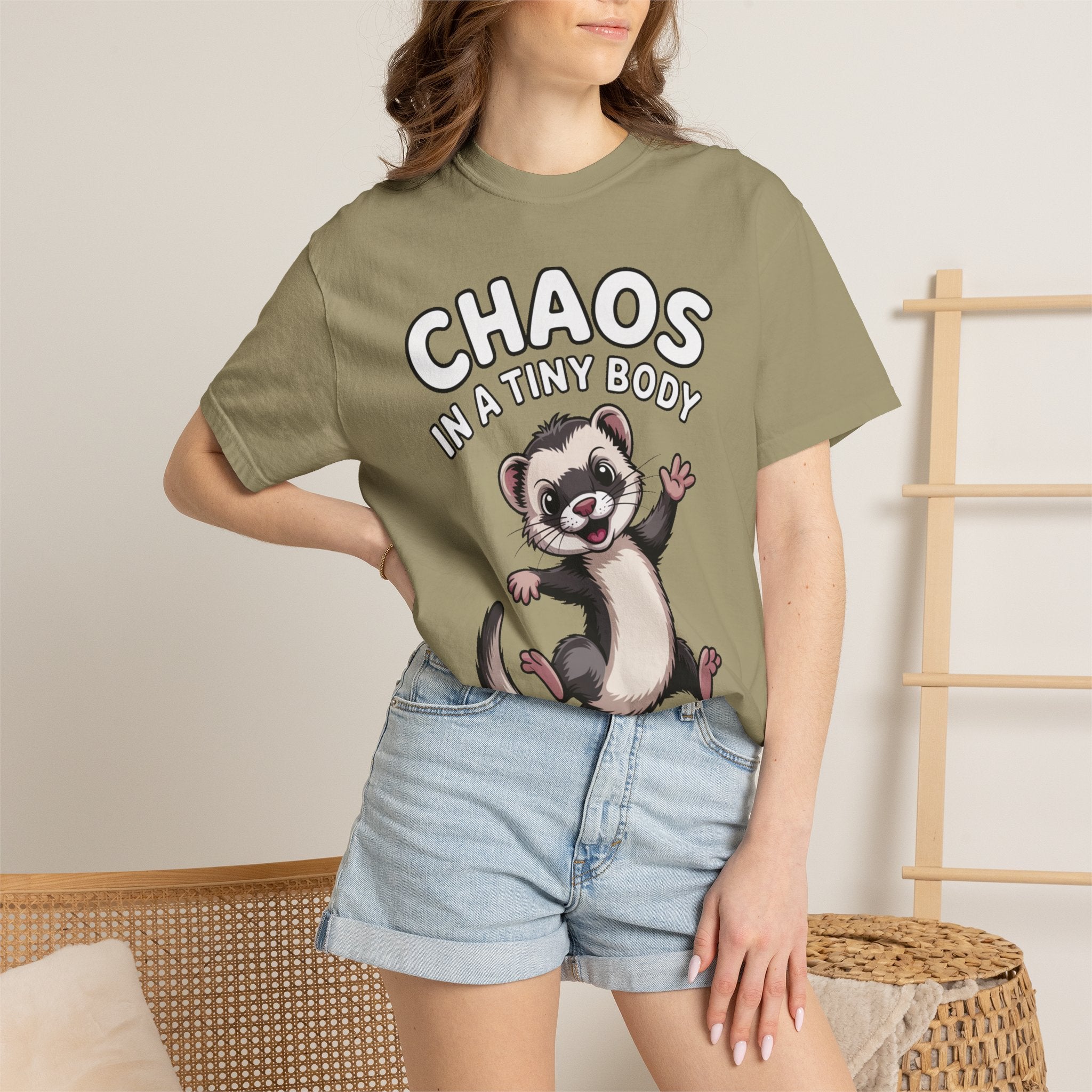 Funny Ferret Shirt, Chaos In A Tiny Body T-Shirt, Cute Ferret Lover Gift, Funny Pet Owner Tee, Ferret Mom Dad Shirt