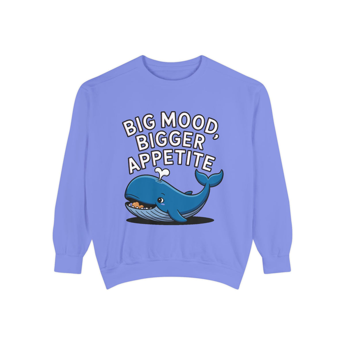 Big Mood Whale Sweatshirt, Funny Whale Snack Crewneck, Cute Cartoon Whale Lover Gift, Big Appetite Sweatshirt