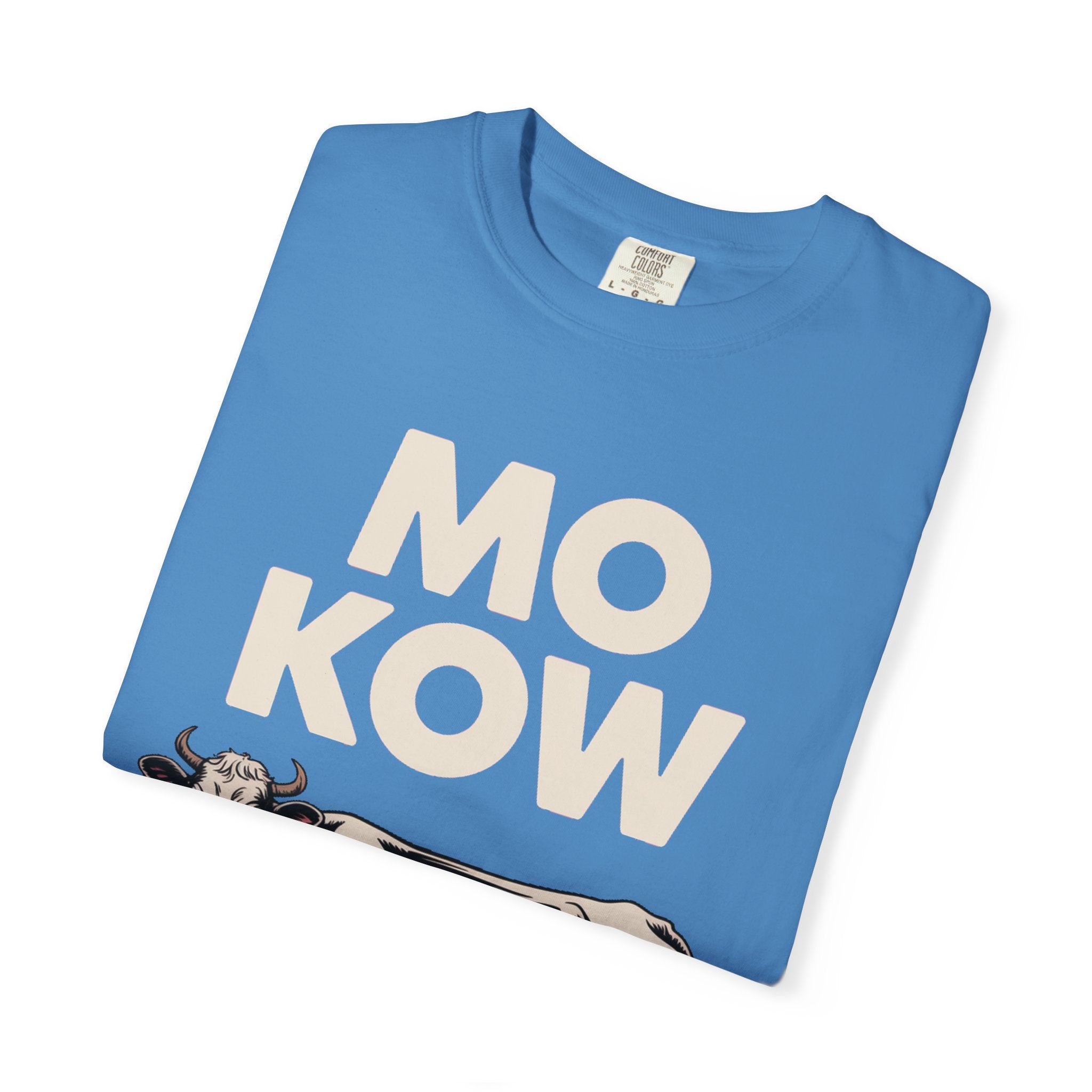 Mo Kow Funny Cow Shirt, Absurd Meme T-Shirt, Deadpan Farm Animal Tee, Weird Cow Lover Gift, Funny Misspelled Label Shirt