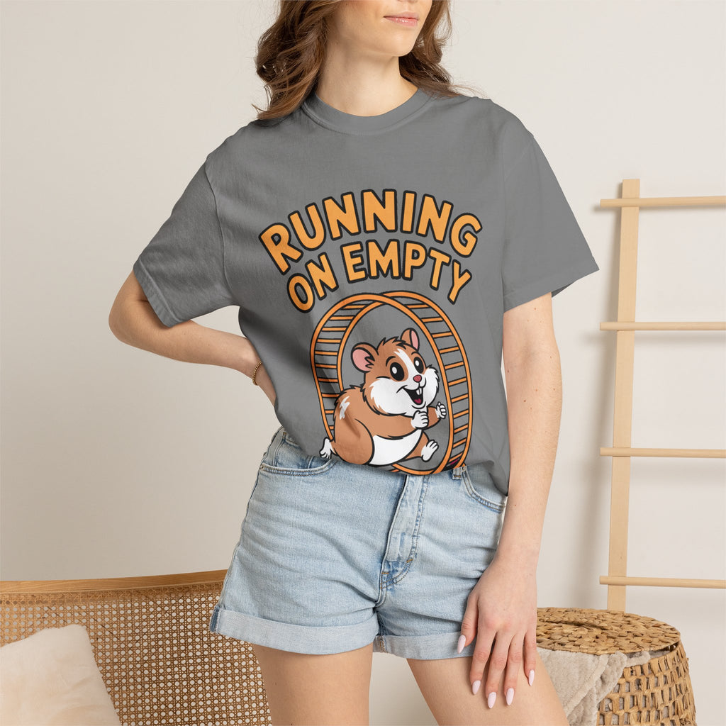 Running On Empty Hamster Shirt, Funny Tired Hamster T-Shirt, Exhausted Wheel Runner Tee, Funny Gift for Tired Friend