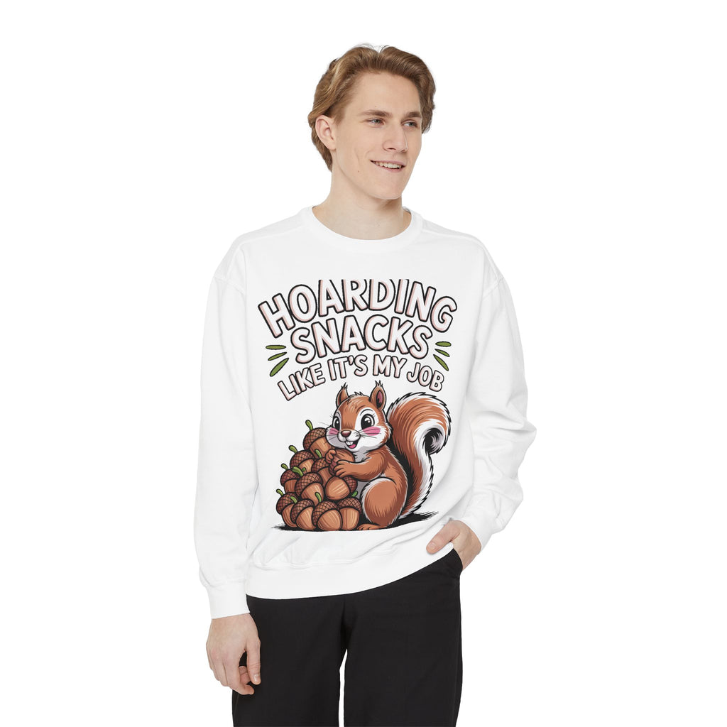 Funny Squirrel Sweatshirt, Hoarding Snacks Like It's My Job Crewneck, Cute Acorn Squirrel Gift, Snack Lover Sweatshirt