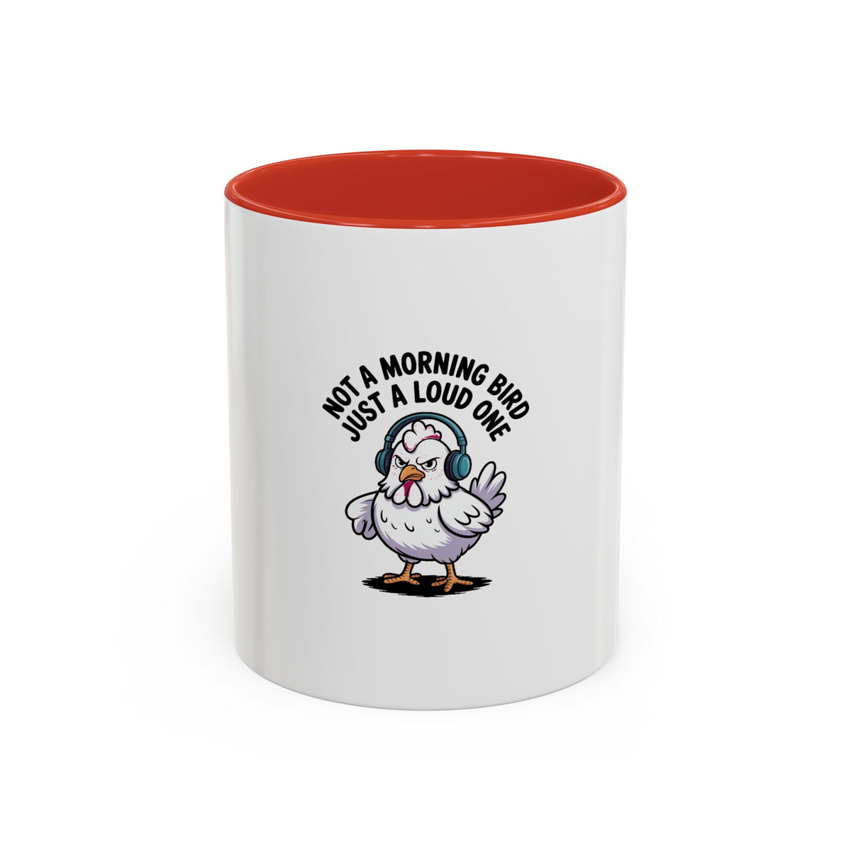 Not A Morning Bird Mug, Funny Chicken Coffee Mug, Grumpy Chicken Headphones Cup, Sarcastic Coffee Lover Gift, Loud Bird Mug
