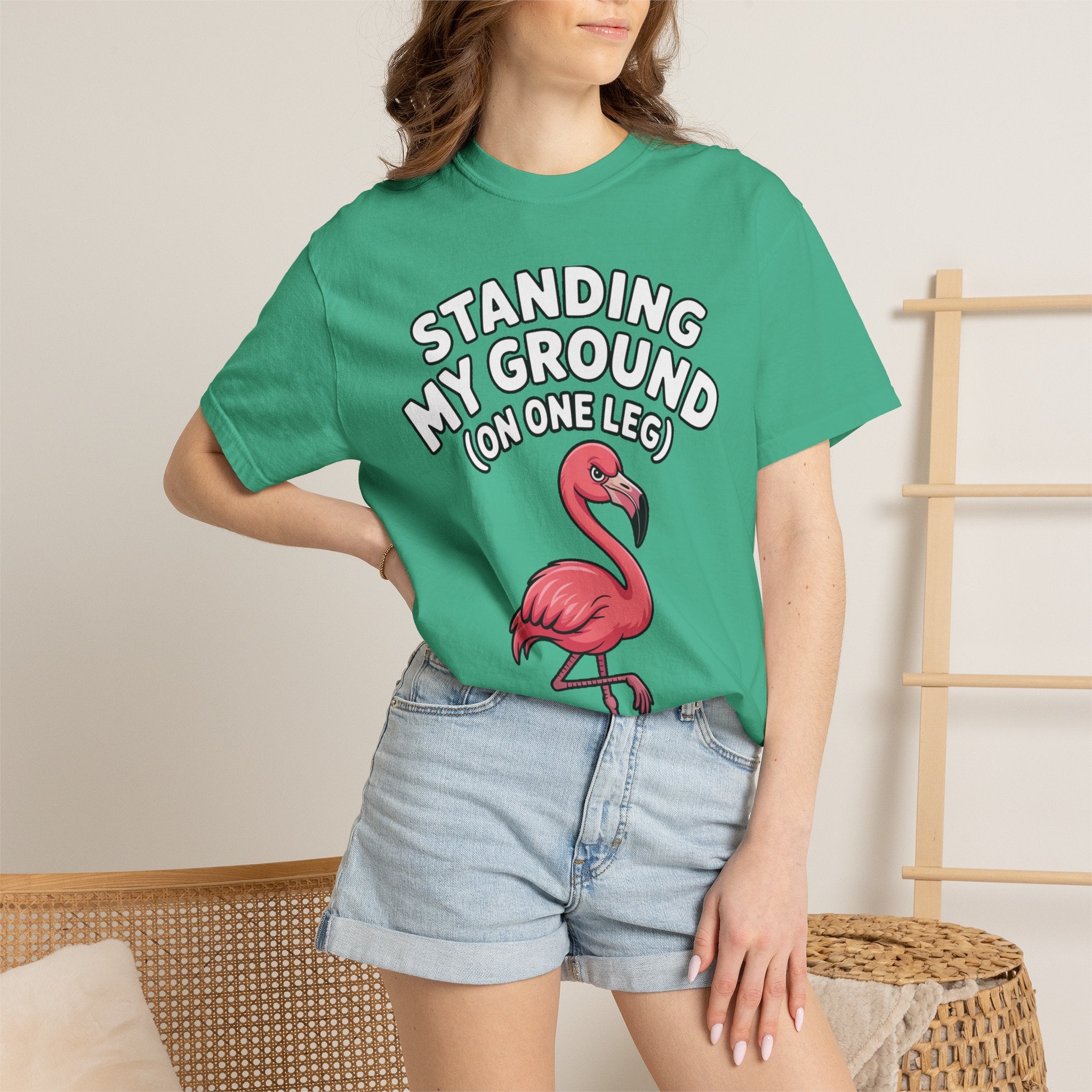 Standing My Ground Flamingo Shirt, Funny One Leg Flamingo T-Shirt, Sassy Bird Lover Gift, Cute Cartoon Flamingo Tee