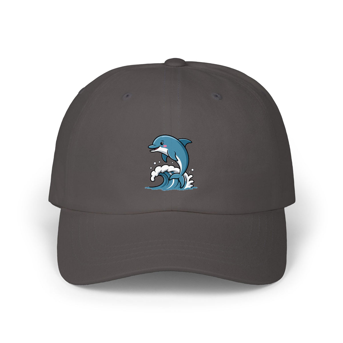 Dolphin Dad Hat, Cute Jumping Dolphin Cap, Ocean Wave Embroidered Hat, Beach Lover Gift, Unstructured 6-Panel Dad Cap