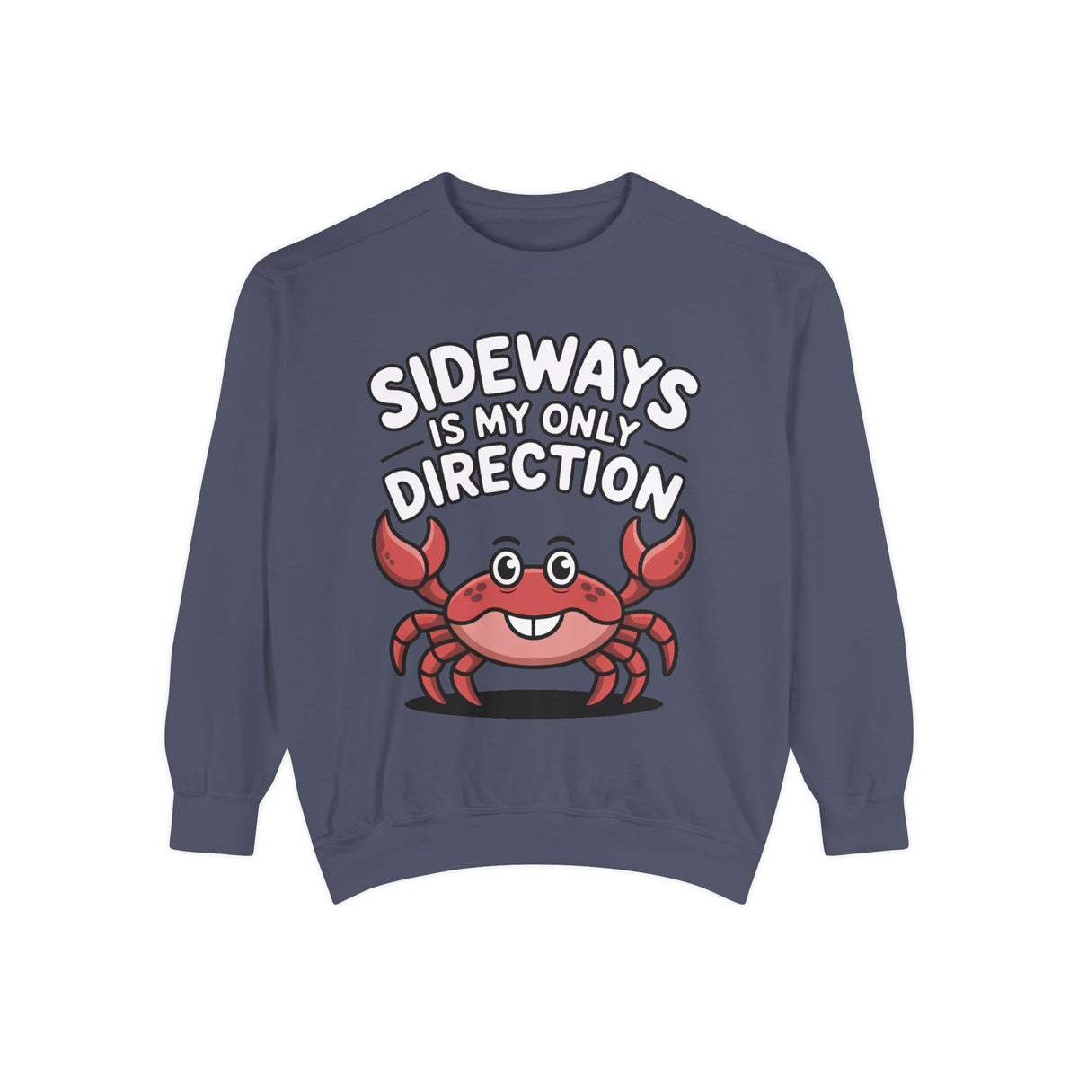 Funny Crab Sweatshirt, Sideways Is My Only Direction Crewneck, Cute Crab Lover Gift, Embroidered Patch Style Beach Sweatshirt