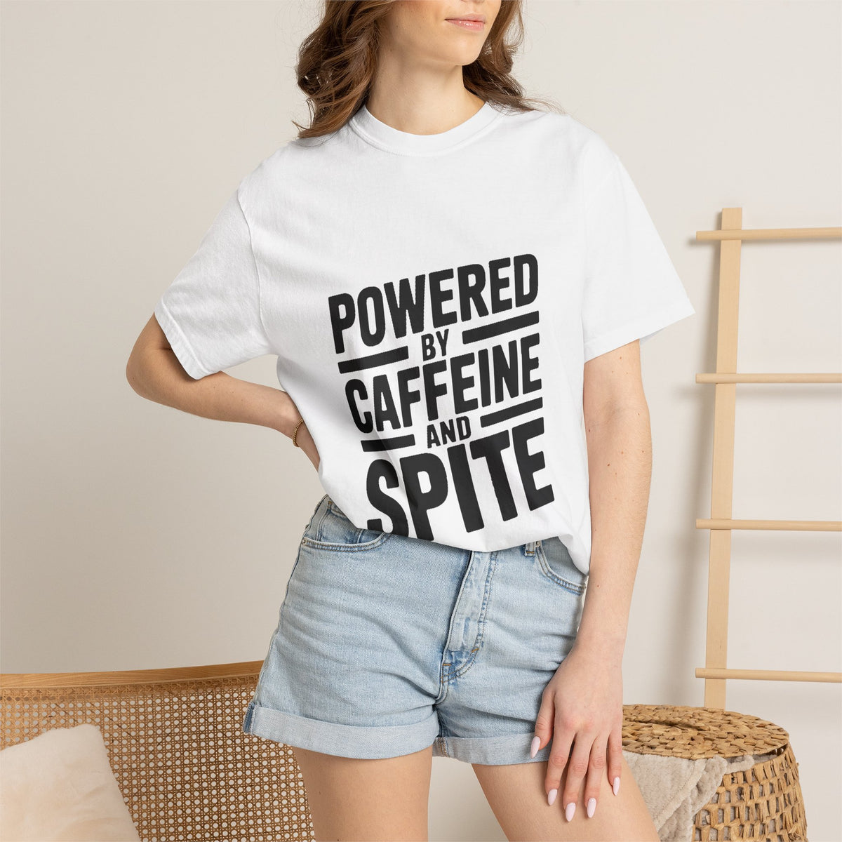 Powered By Caffeine And Spite Shirt, Funny Sarcastic Coffee T-Shirt, Bold Typography Tee, Sarcastic Gift for Coworker