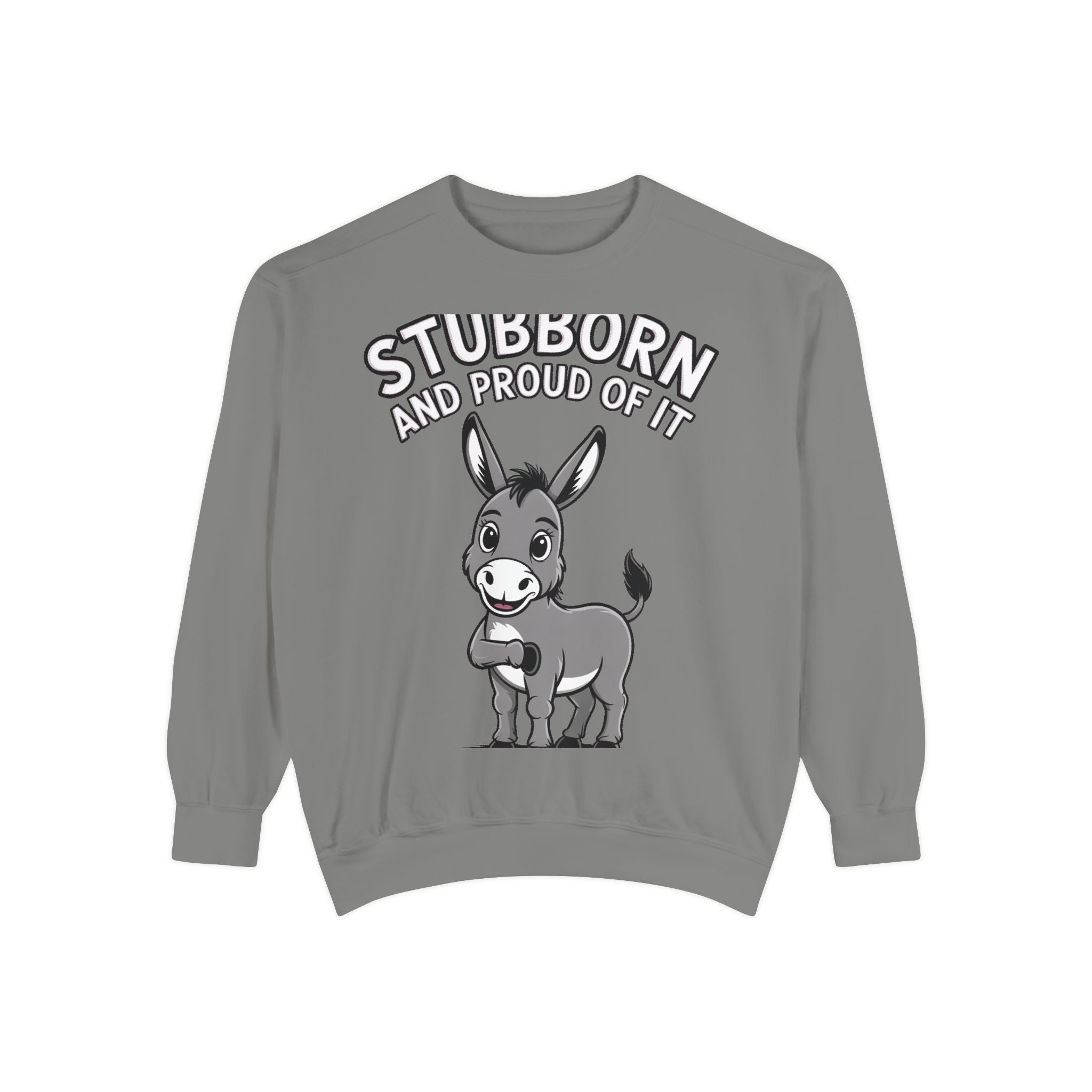 Stubborn Donkey Sweatshirt, Funny Donkey Crewneck, Stubborn And Proud Of It Shirt, Cute Farm Animal Gift, Embroidered Style Sweater