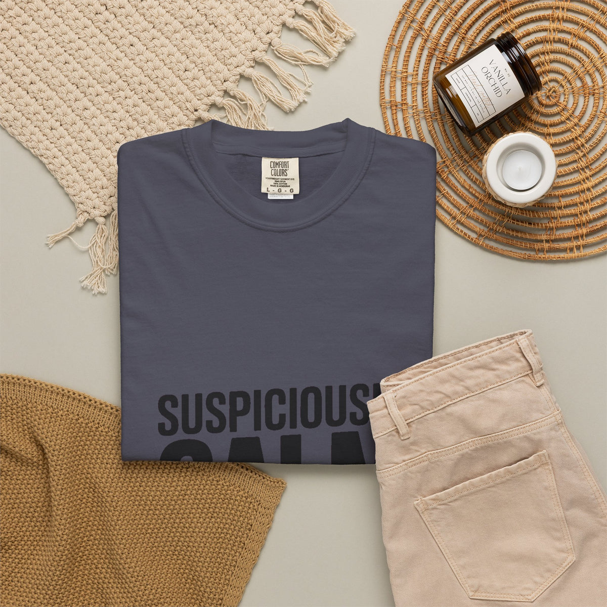 Suspiciously Calm Right Now Shirt, Funny Sarcastic T-Shirt, Bold Typography Tee, Anxiety Humor Shirt, Sarcastic Gift for Him Her