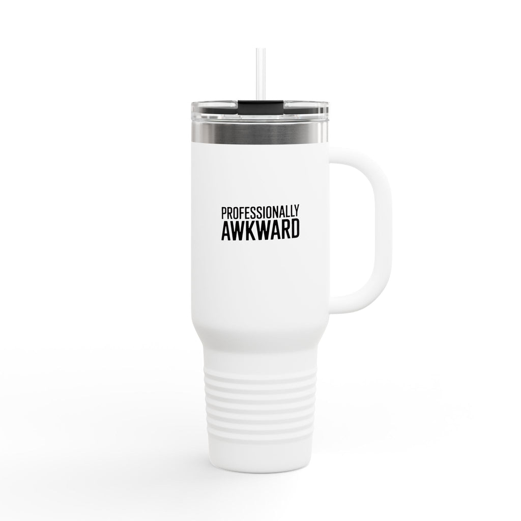Professionally Awkward Travel Mug, Funny Coworker Gift Tumbler, 40oz Insulated Tumbler with Handle and Straw, Office Humor Cup