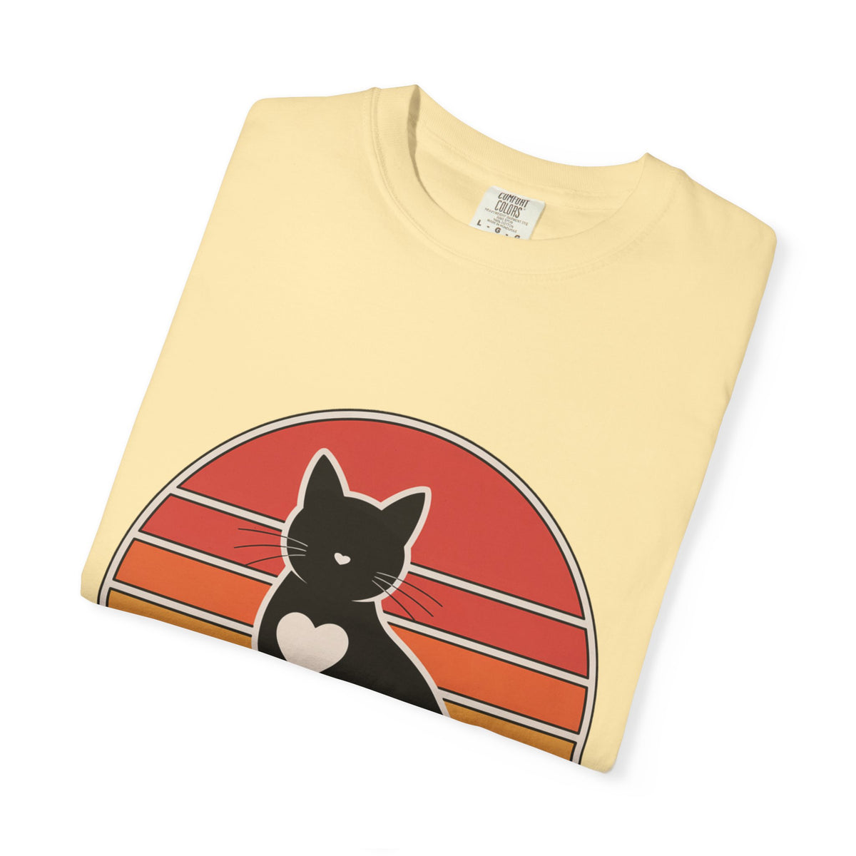 Cat Mom Sunset Badge Shirt, Retro Vintage Cat Lover T-Shirt, Minimalist Circular Badge Tee, Cute Cat Mom Gift