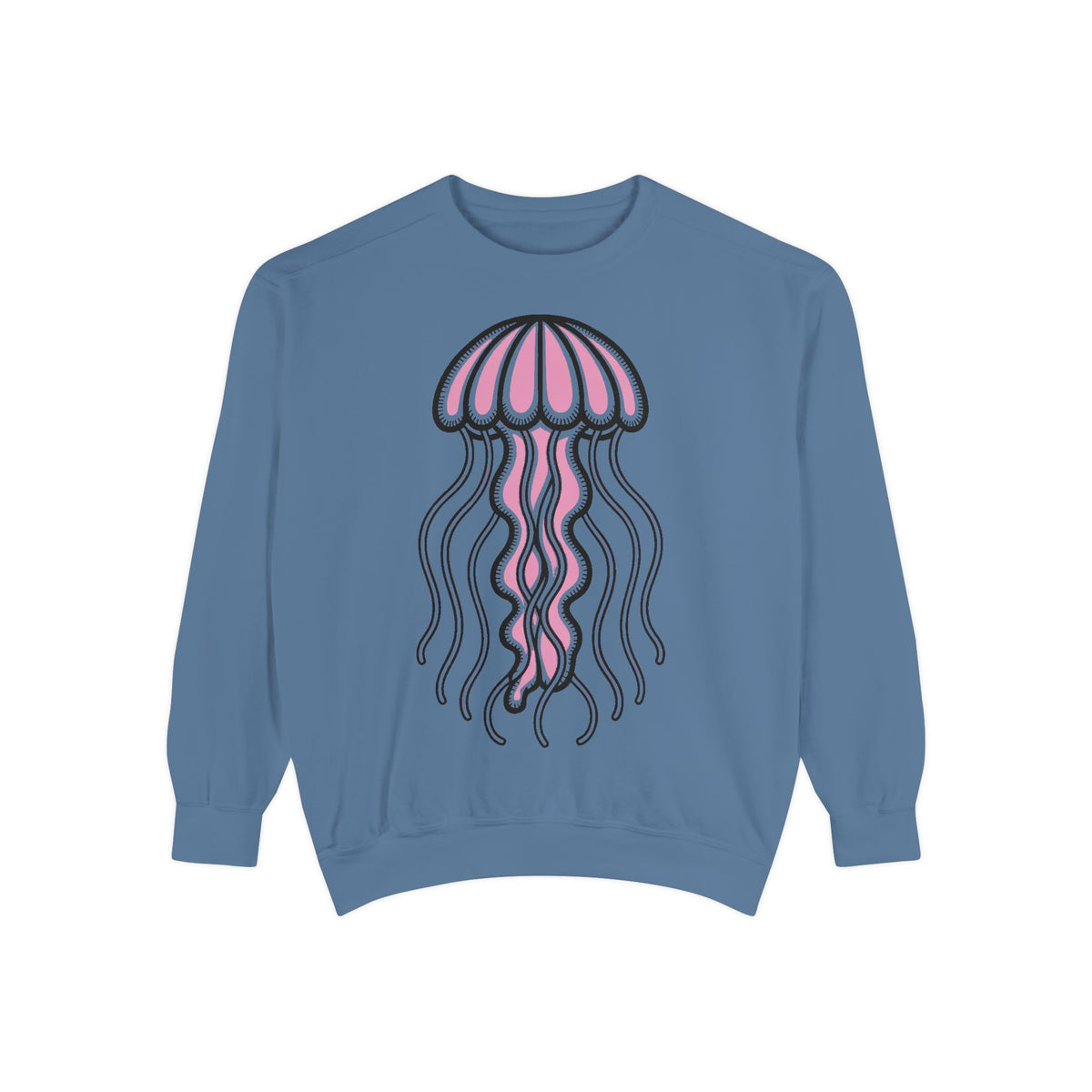 Cute Jellyfish Sweatshirt, Glowing Jellyfish Embroidered Crewneck, Ocean Lover Gift, Cottagecore Sea Animal Sweatshirt