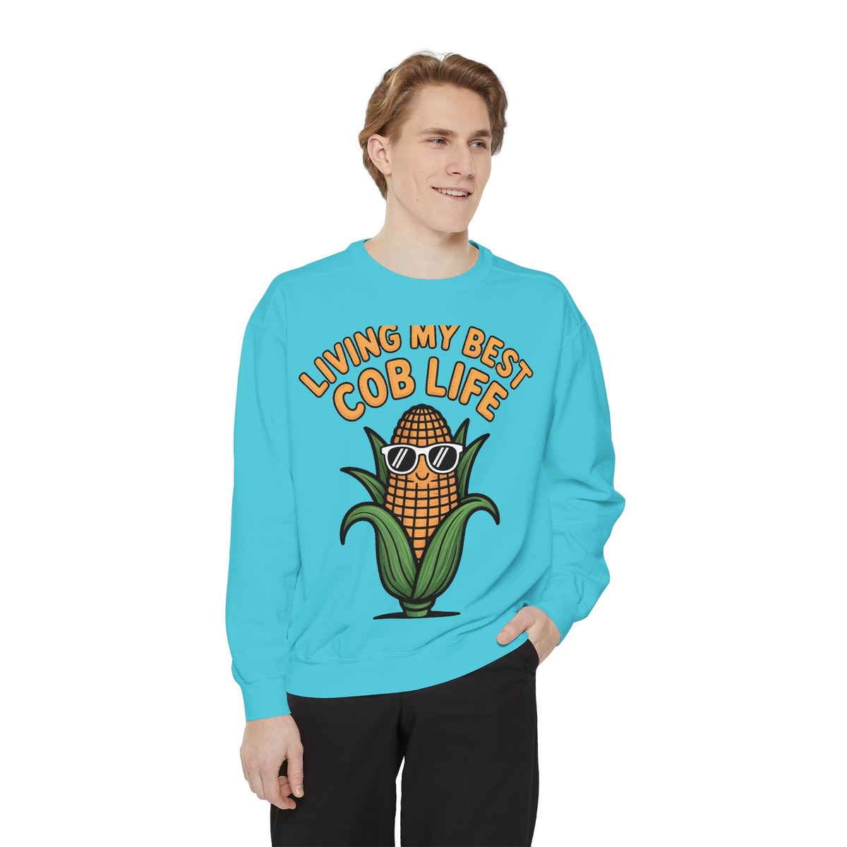 Best Cob Life Corn Sweatshirt, Funny Corn Sunglasses Crewneck, Cute Vegetable Pun Shirt, Garden Lover Gift, Embroidered Patch Style