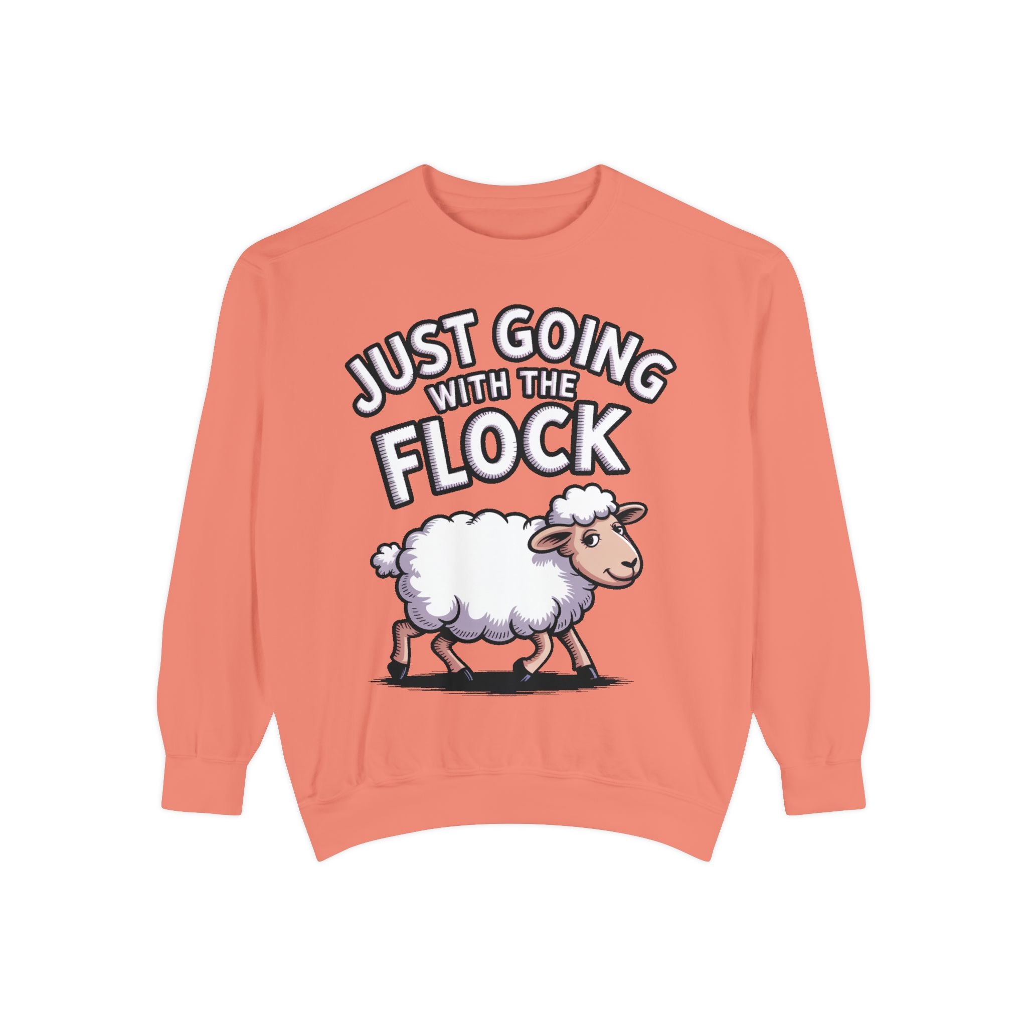 Funny Sheep Sweatshirt, Going With The Flock Crewneck, Cute Cartoon Sheep Embroidered Sweatshirt, Sarcastic Gift for Introvert