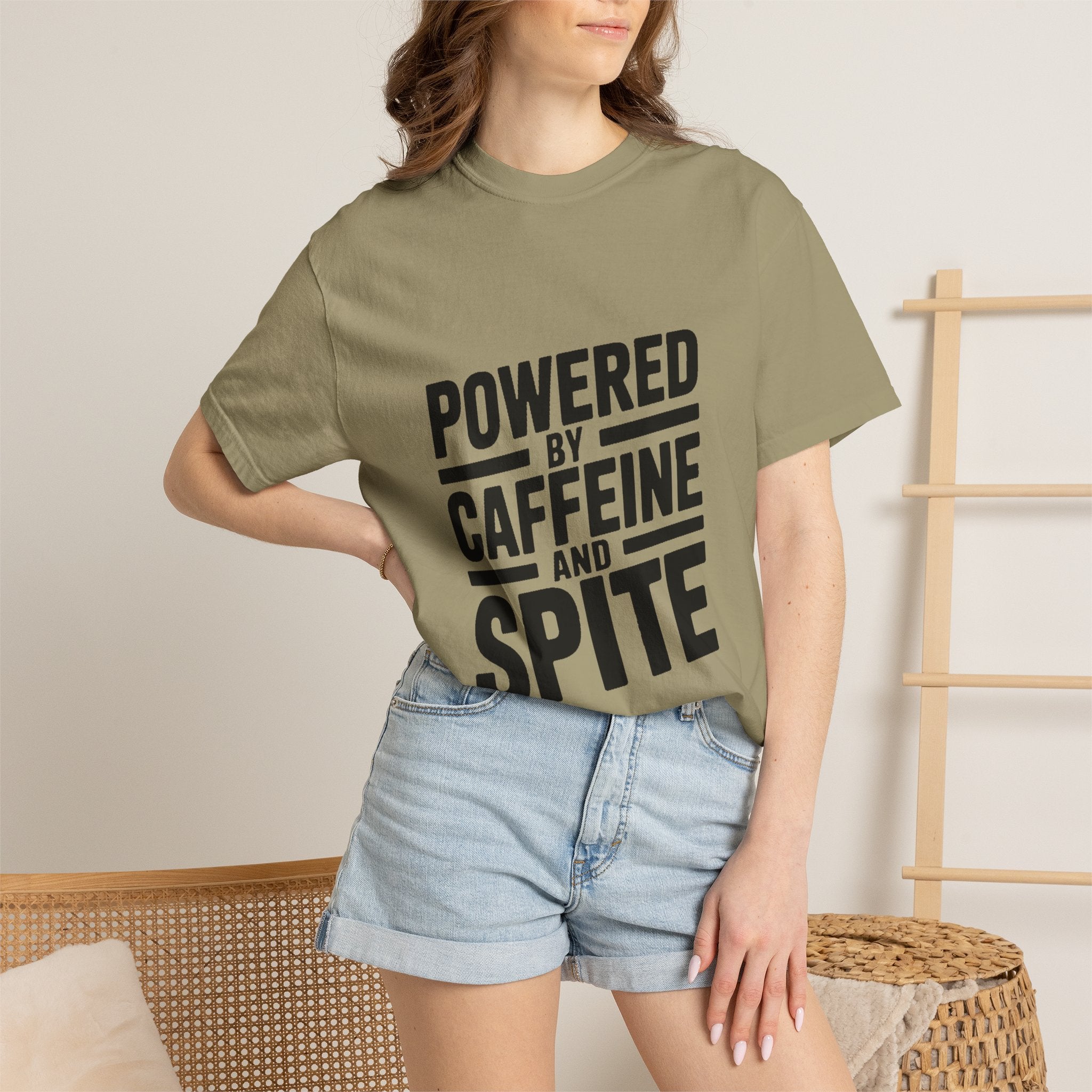 Powered By Caffeine And Spite Shirt, Funny Sarcastic Coffee T-Shirt, Bold Typography Tee, Sarcastic Gift for Coworker