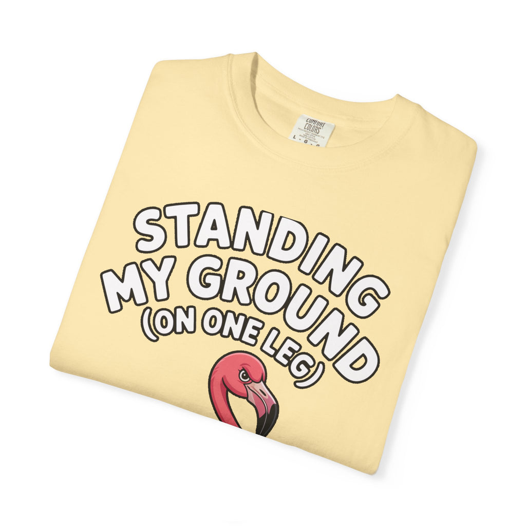 Standing My Ground Flamingo Shirt, Funny One Leg Flamingo T-Shirt, Sassy Bird Lover Gift, Cute Cartoon Flamingo Tee