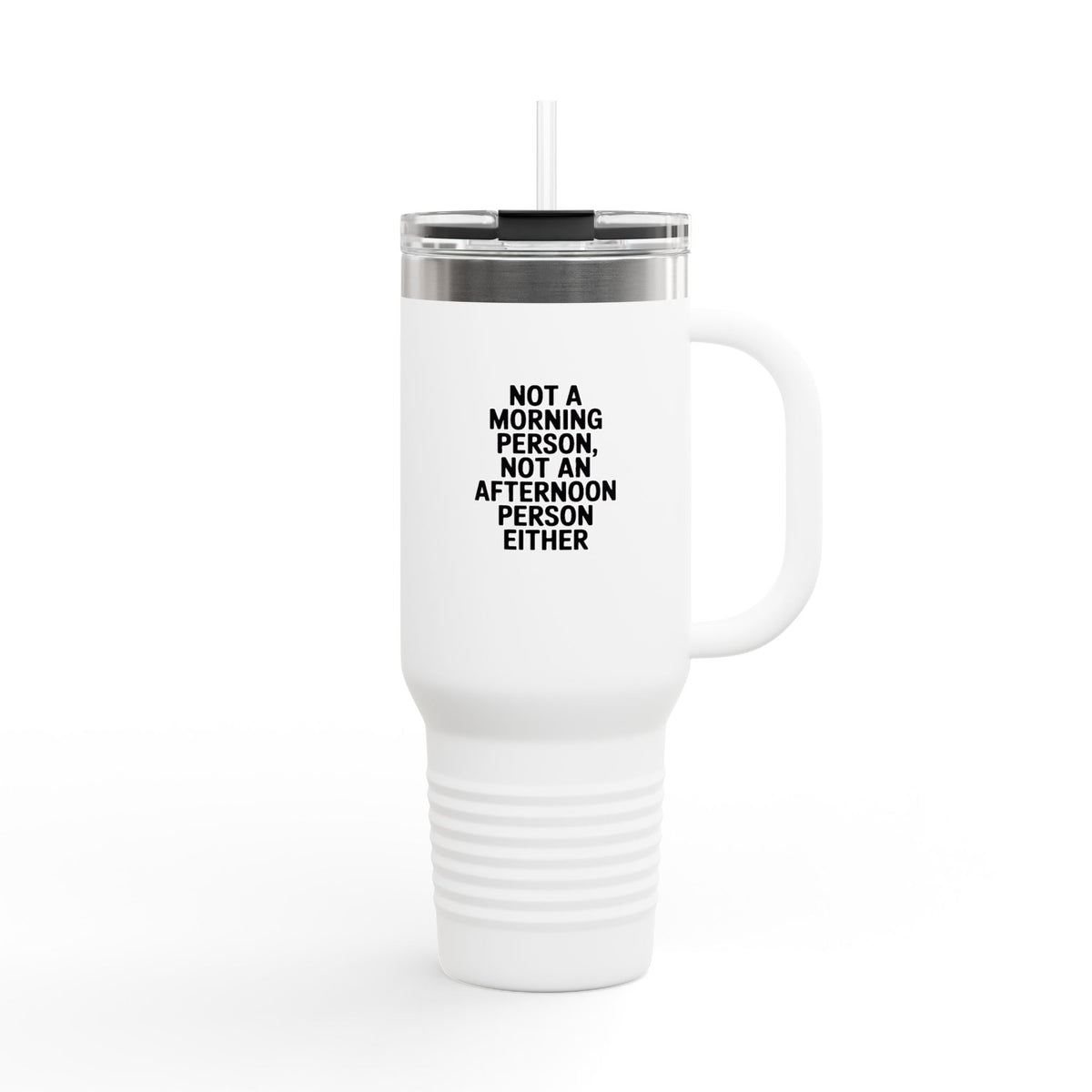 Not A Morning Person Travel Mug, Funny Sarcastic Quote Tumbler, 40oz Insulated Coffee Tumbler with Handle and Straw, Gift for Tired People