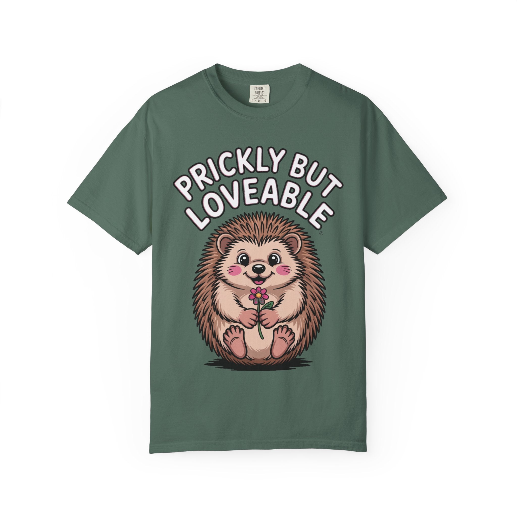Prickly But Loveable Hedgehog Shirt, Cute Cartoon Hedgehog T-Shirt, Funny Animal Lover Gift, Flower Hedgehog Tee