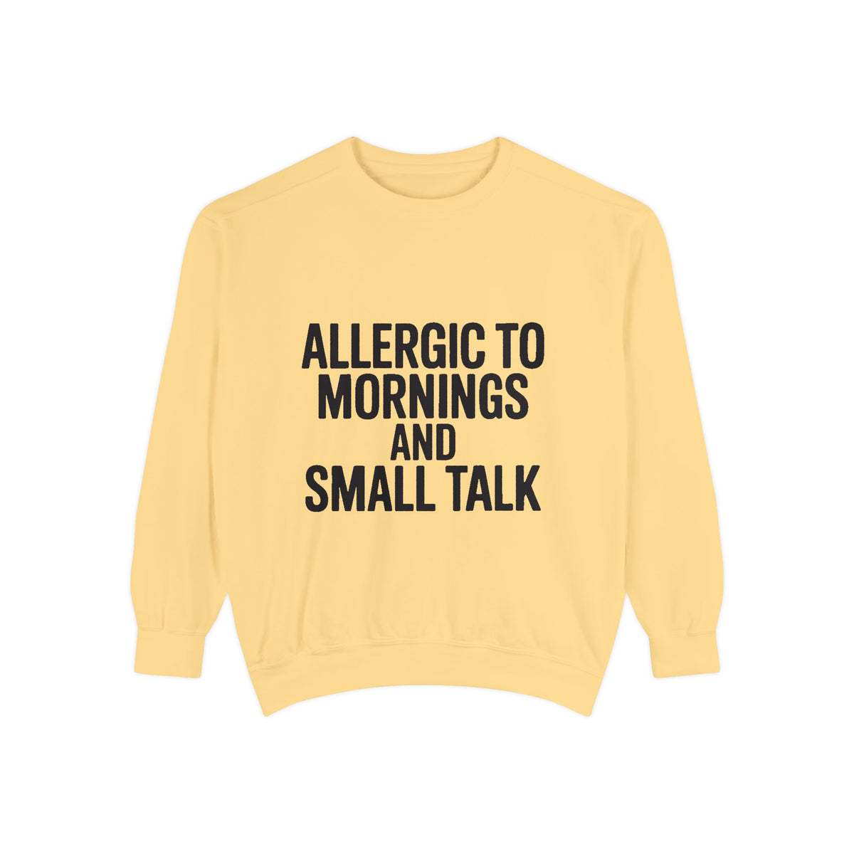 Allergic To Mornings And Small Talk Sweatshirt, Funny Embroidered Crewneck, Sarcastic Quote Sweatshirt, Introvert Gift