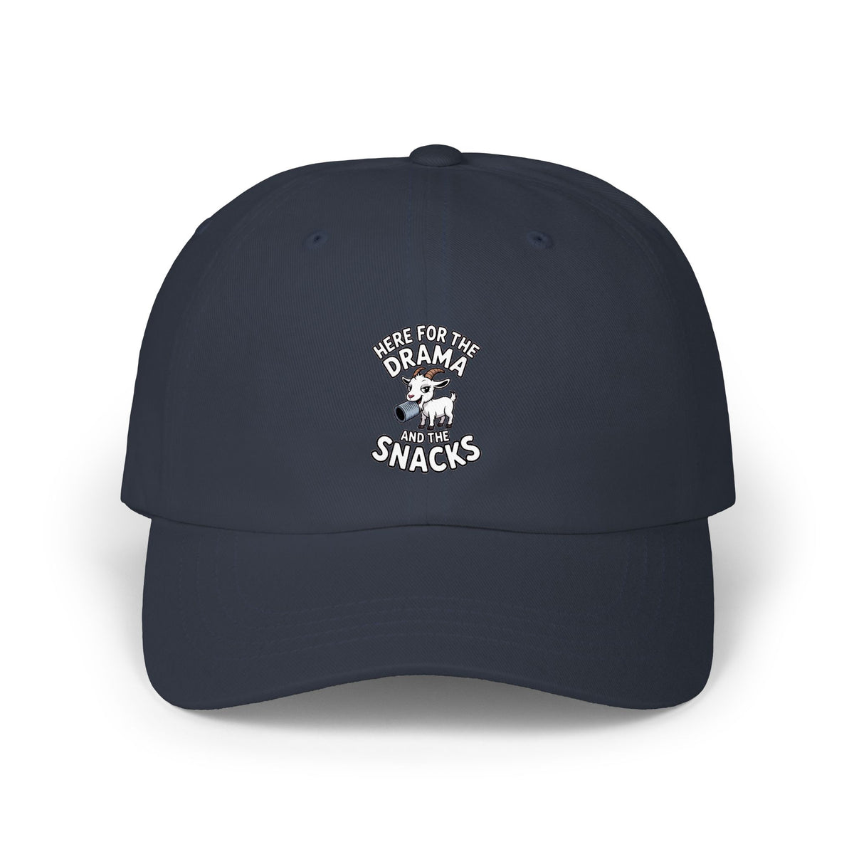 Funny Goat Dad Cap, Here For The Drama And The Snacks Hat, Cute Goat Embroidered Cap, Funny Farm Animal Gift