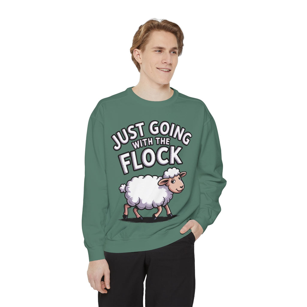 Funny Sheep Sweatshirt, Going With The Flock Crewneck, Cute Cartoon Sheep Embroidered Sweatshirt, Sarcastic Gift for Introvert