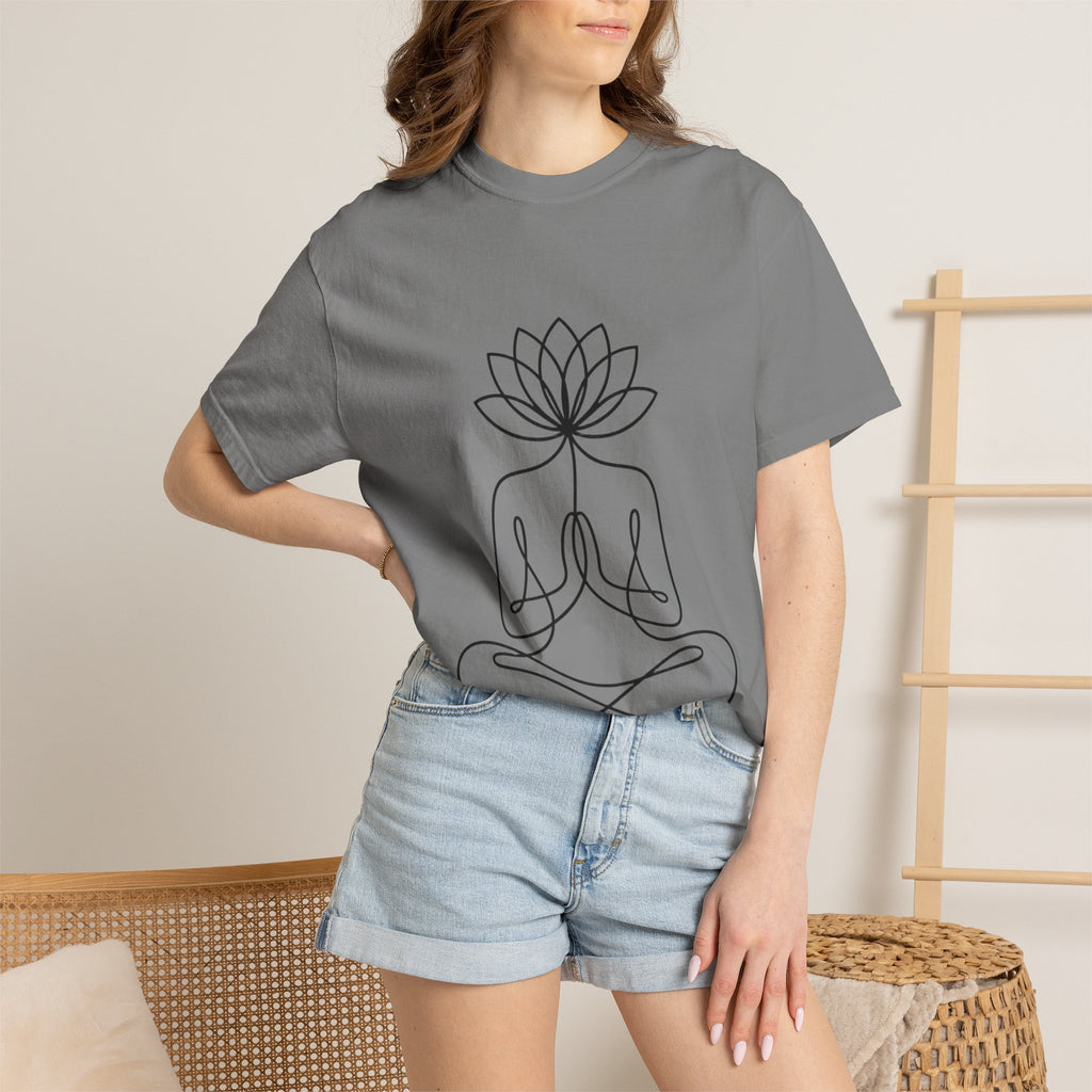 Lotus Flower Line Art Shirt, Minimalist Yoga T-Shirt, Breathe Meditation Tee, Continuous Line Lotus Tattoo Style Gift