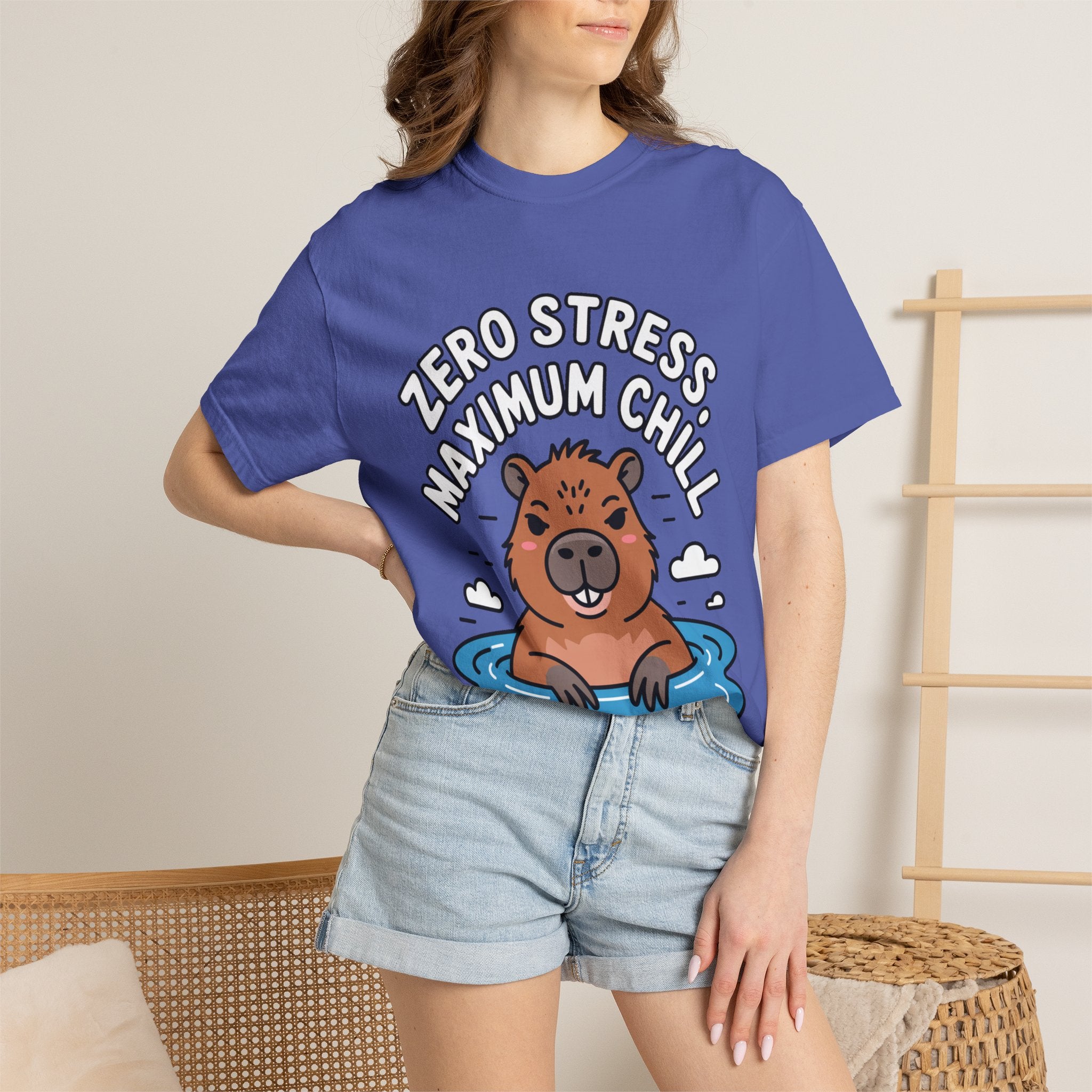 Zero Stress Capybara Shirt, Funny Hot Spring Capybara T-Shirt, Maximum Chill Tee, Cute Animal Lover Gift