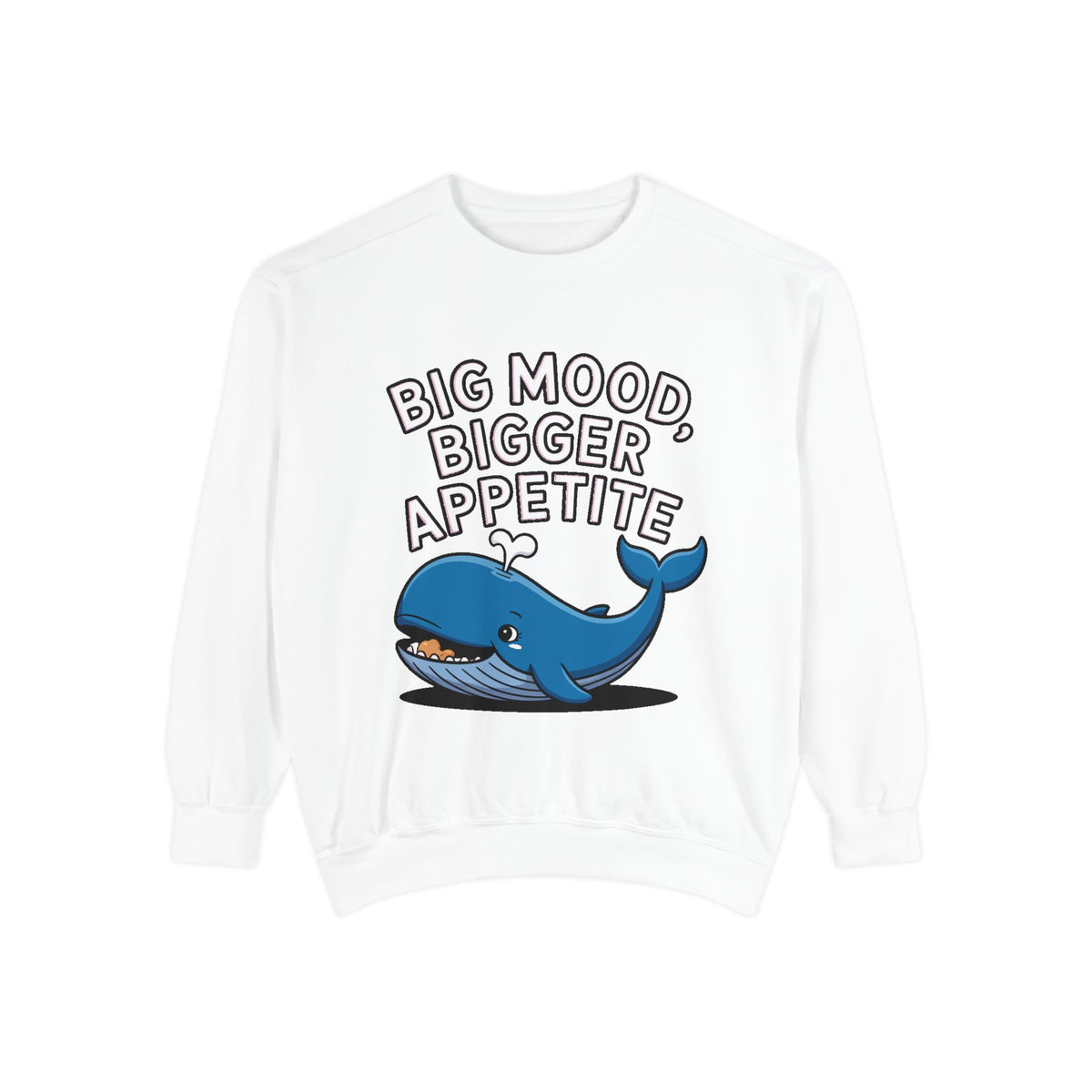 Big Mood Whale Sweatshirt, Funny Whale Snack Crewneck, Cute Cartoon Whale Lover Gift, Big Appetite Sweatshirt