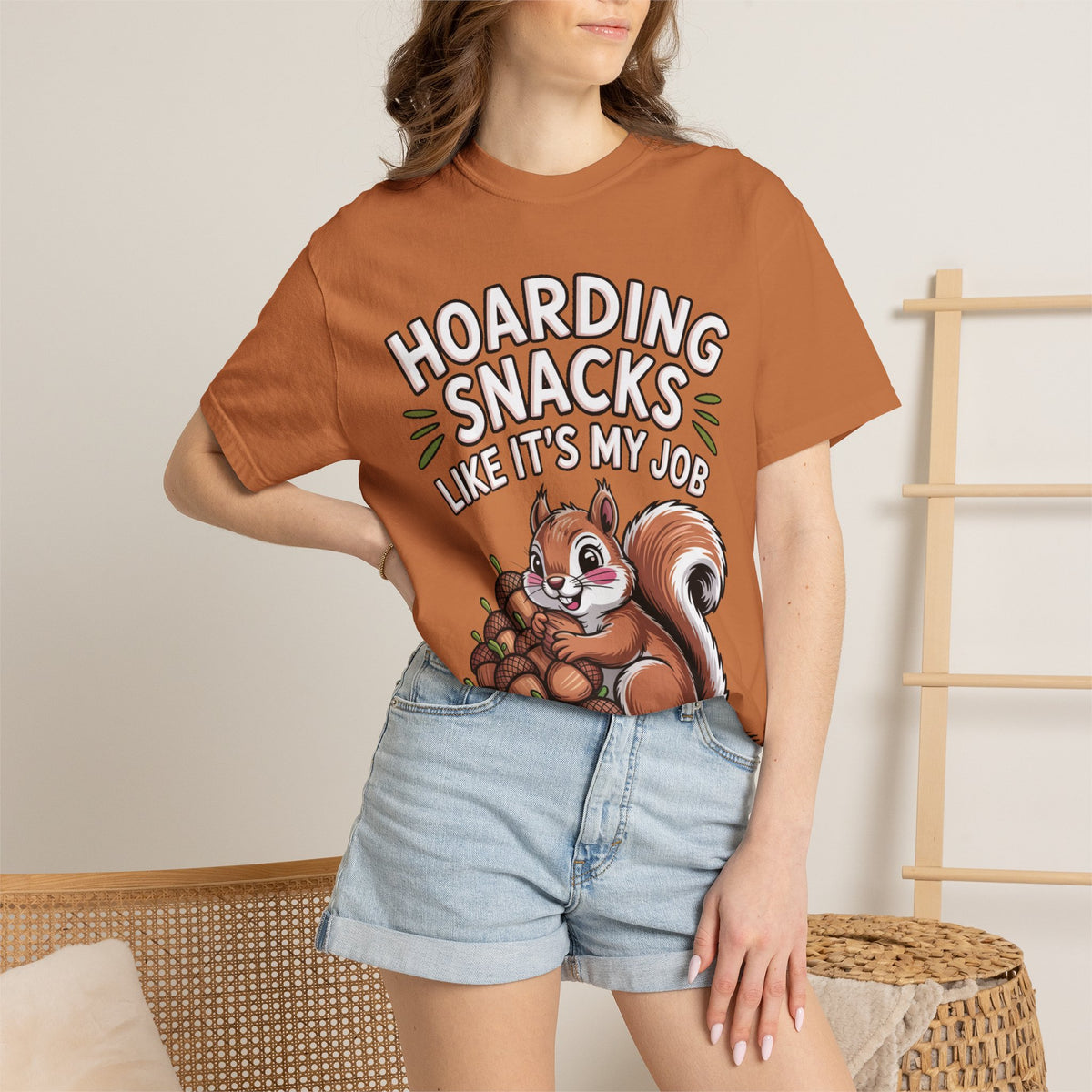 Funny Squirrel Shirt, Hoarding Snacks Like It's My Job T-Shirt, Cute Acorn Squirrel Gift, Snack Lover Tee