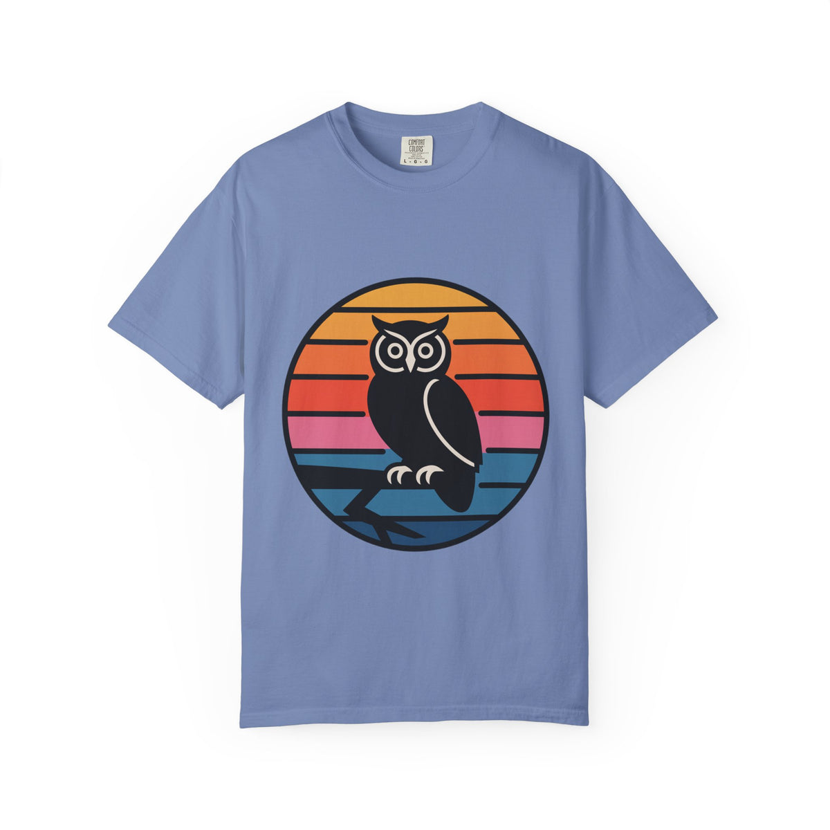 Retro Sunset Owl Badge T-Shirt